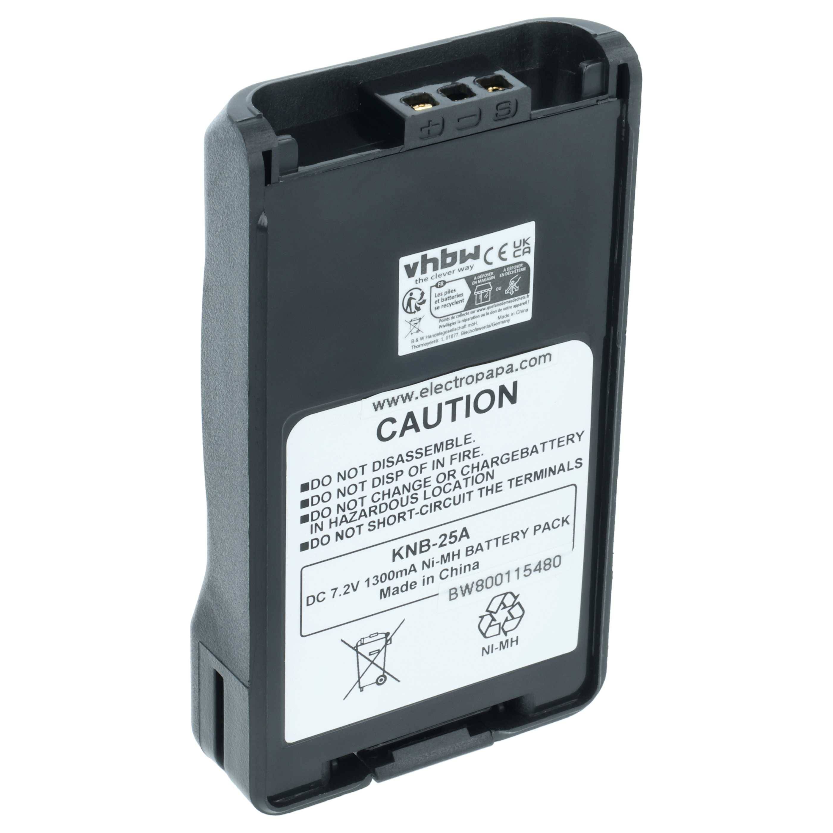 vhbw Akku kompatibel mit Kenwood NX-320E3, NX-420, NX-3220, NX-320E2, NX-3320, NX3220, NX3300, NX3320 Funkgerät, Walkie Talkie (1300 mAh, 7,2
