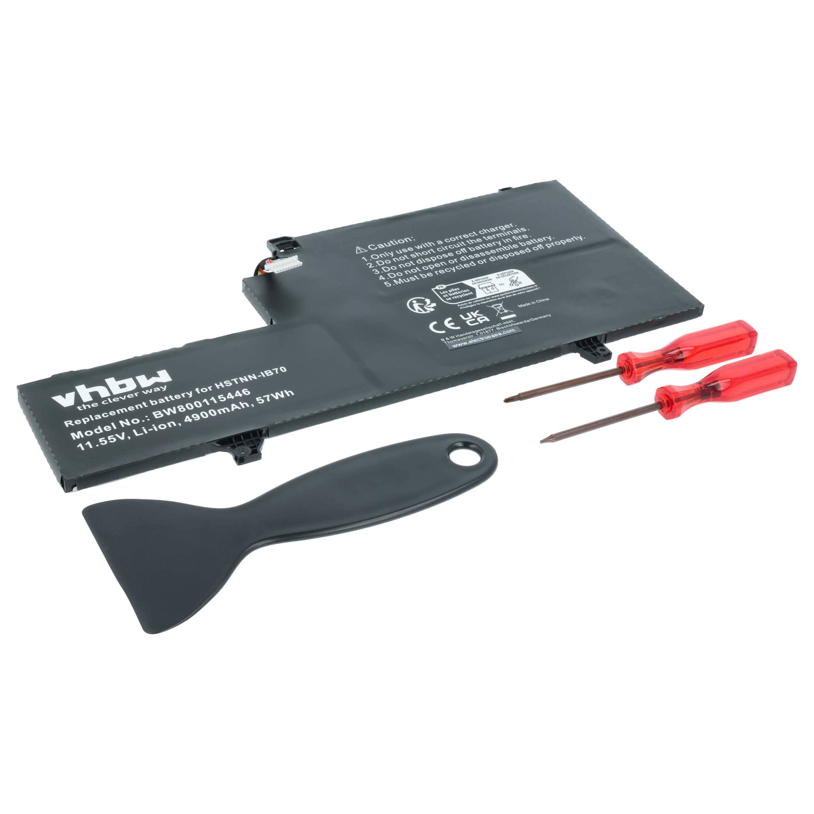 vhbw Akku Ersatz für HP HSN-I04C, HSTNN-IB7O, 863176--171, 863280-855, HSTNN-IB70 für Notebook (4900 mAh, 11,55 V, Li-Polymer)