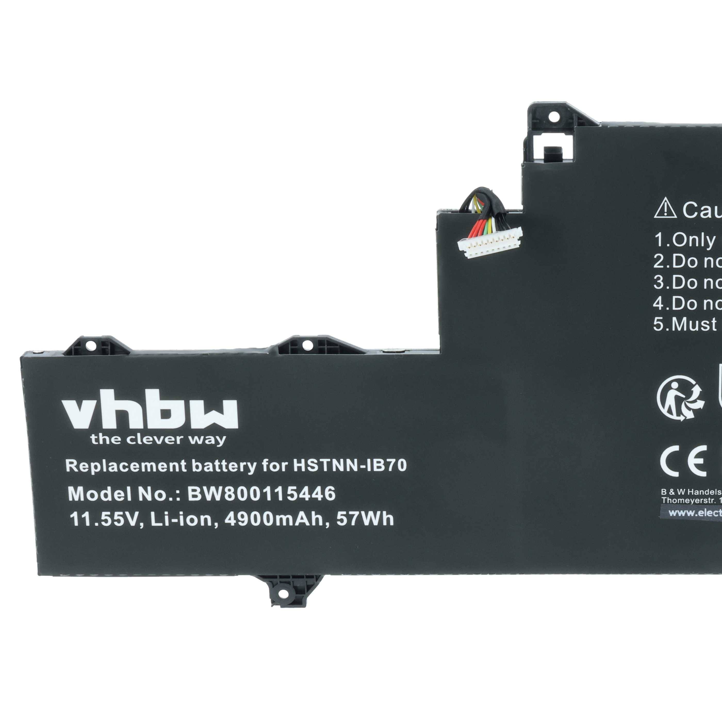vhbw Akku Ersatz für HP HSN-I04C, HSTNN-IB7O, 863176--171, 863280-855, HSTNN-IB70 für Notebook (4900 mAh, 11,55 V, Li-Polymer)