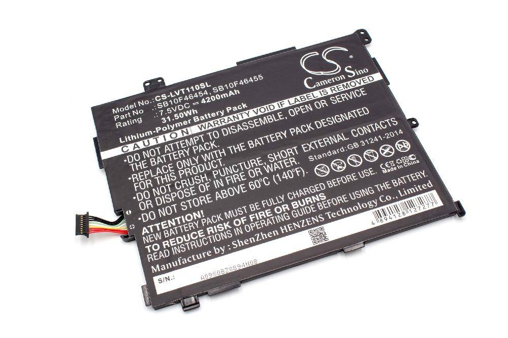Lithium-Polymer-Akku mit Modell 'CS-LVT10SL', 4200mAh, 3,7V. Warnung: Nicht zerlegen, durchstechen oder Temperaturen über 60°C aussetzen.