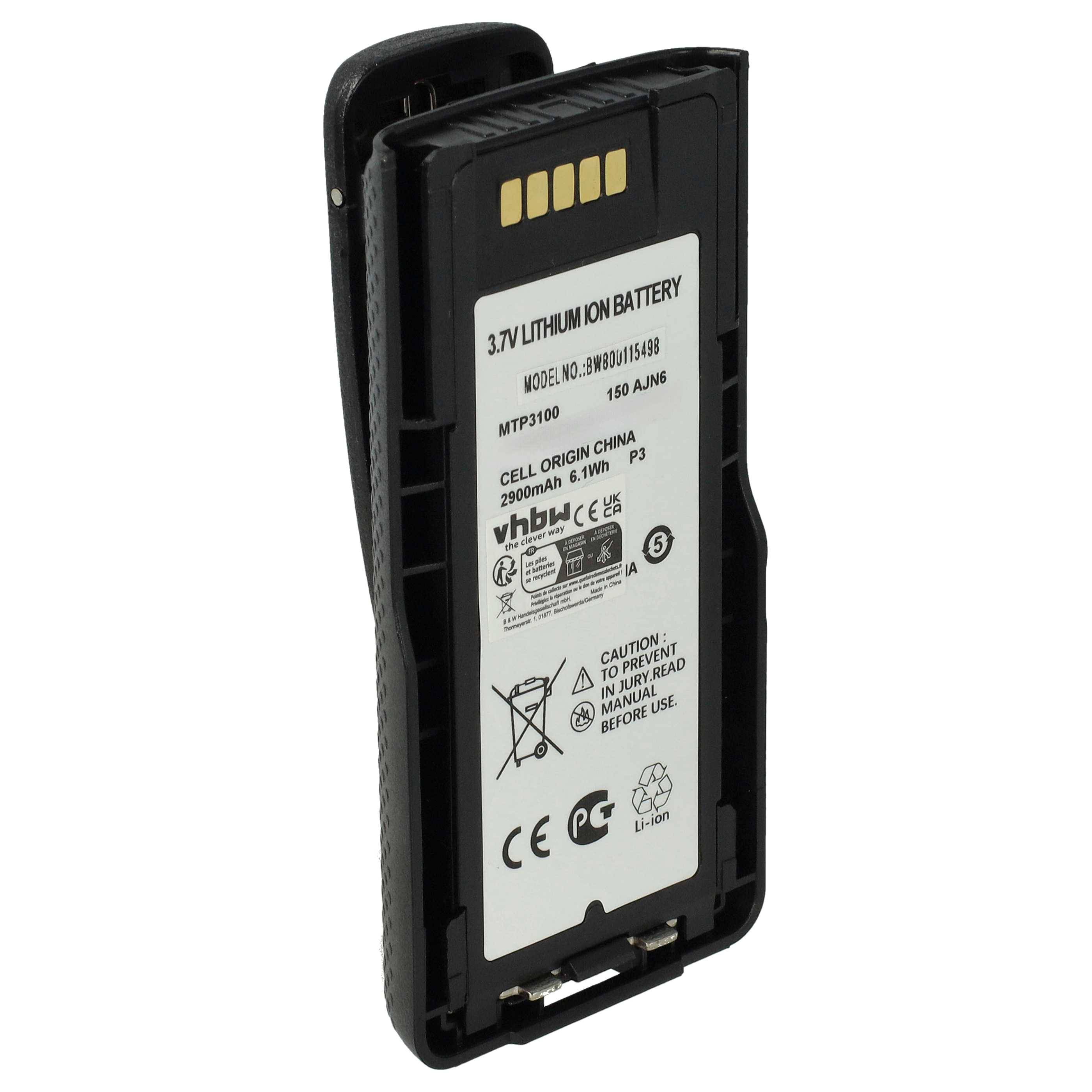 vhbw Akku kompatibel mit Motorola MTP6650 Funkgerät, Walkie Talkie (2900 mAh, 3,7 V, Li-Ion)