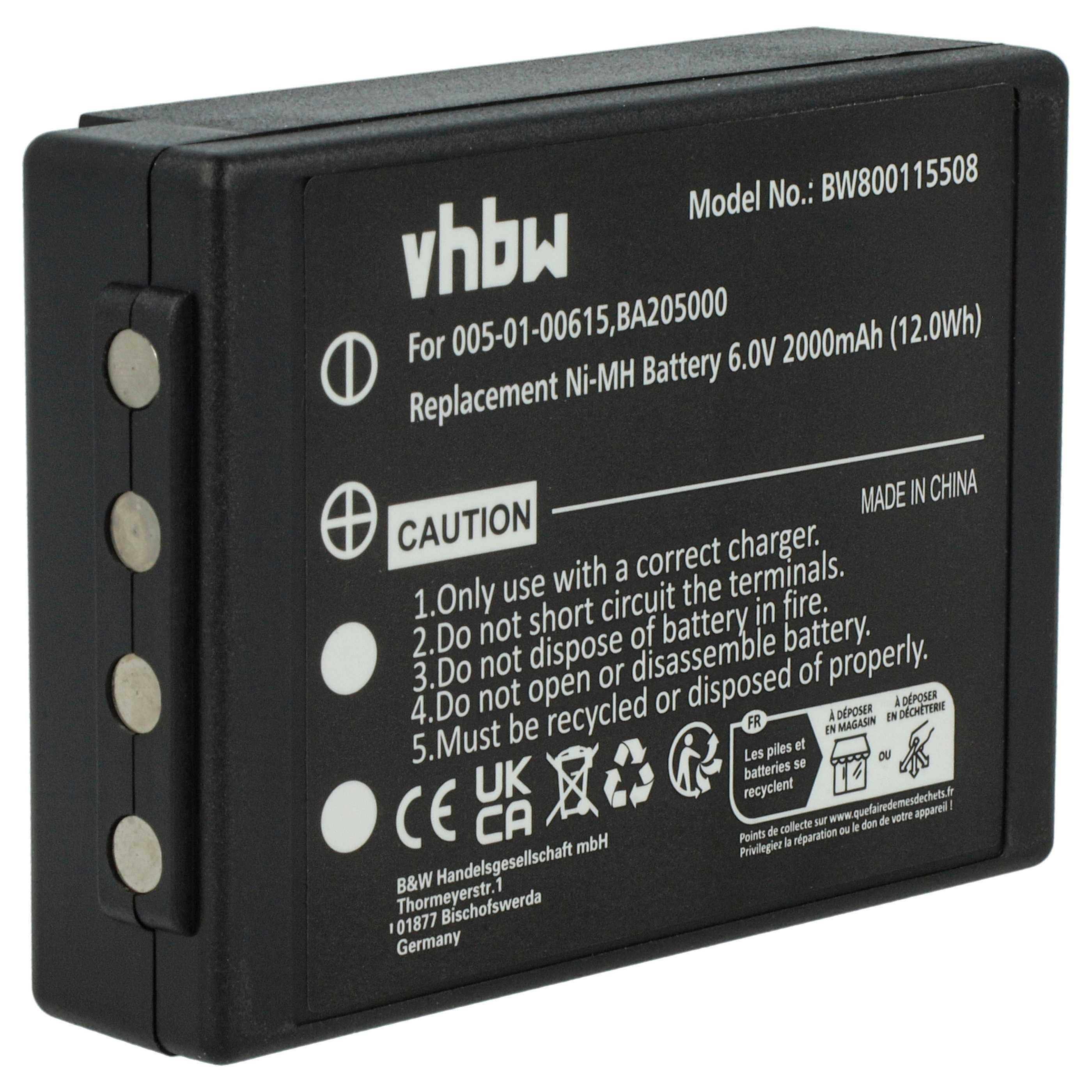 vhbw Akku Ersatz für HBC FuB05AA, FuB05XL, FuB5AA, Fub9NM für Industrie-Funkfernsteuerung Fernbedienung (2000mAh, 6V, NiMH) - Schwarz