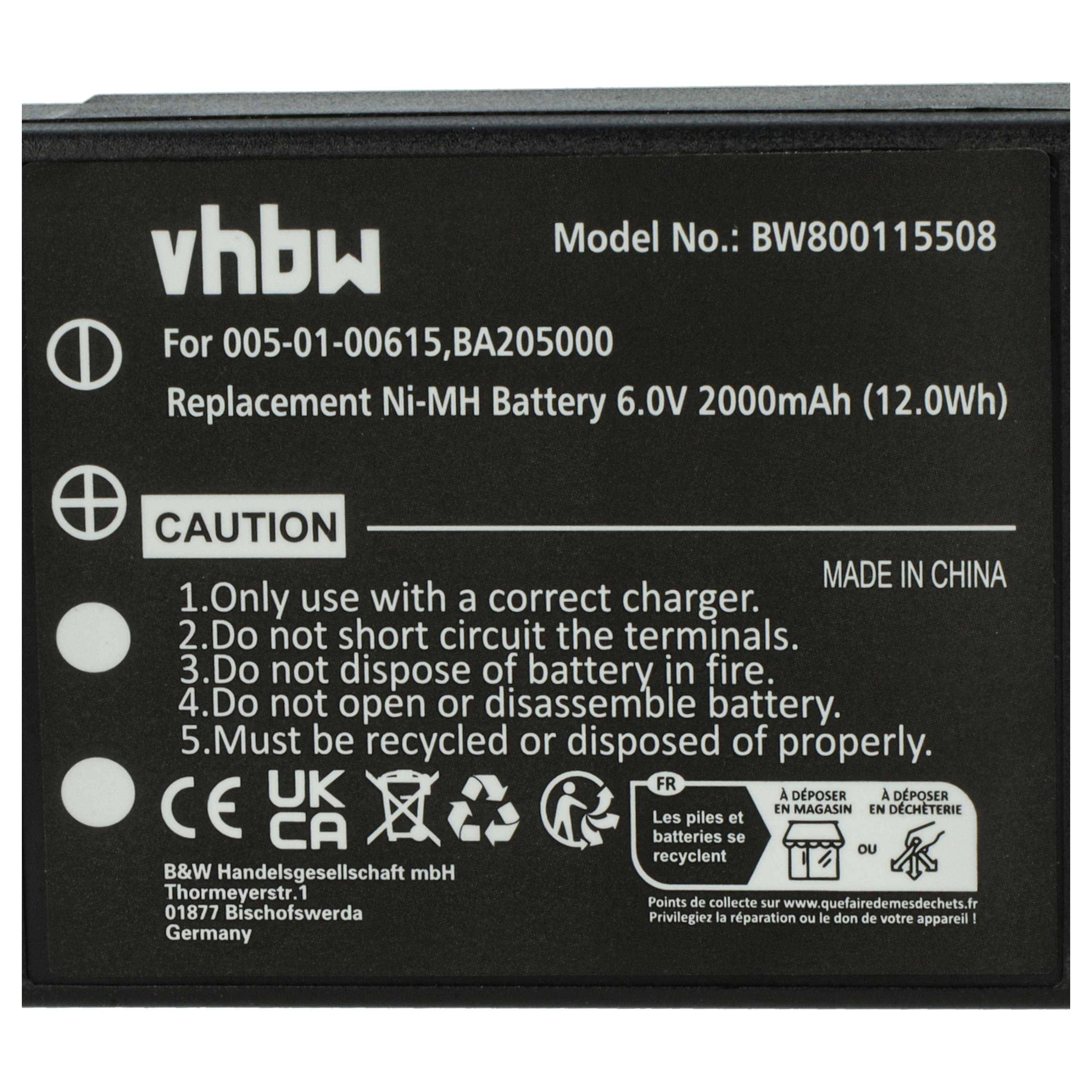 vhbw 10x Akku kompatibel mit HBC Spectrum A, 1, B, 2 Industrie-Funkfernsteuerung Fernbedienung (2000 mAh, 6 V, NiMH) - Schwarz