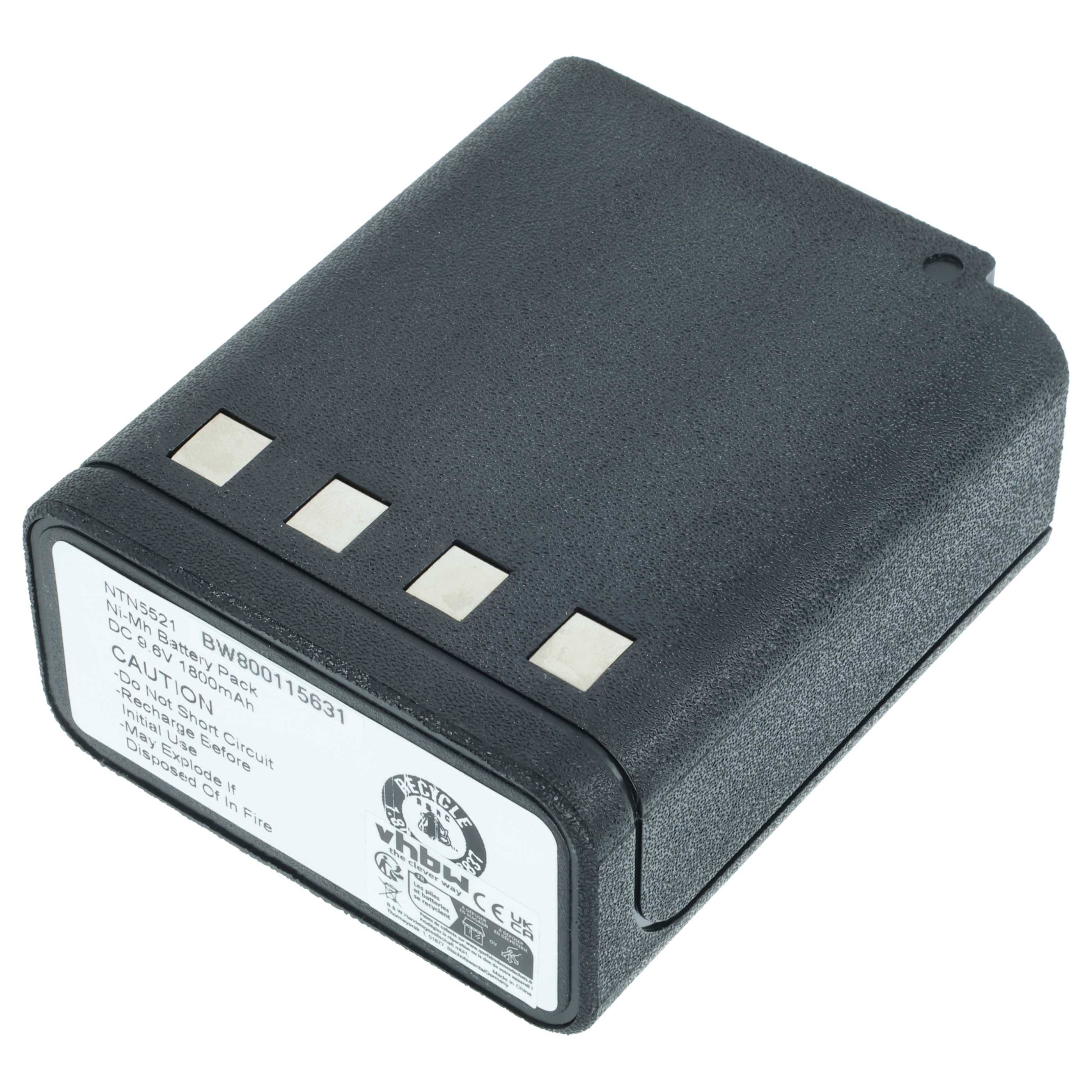 vhbw Akku Ersatz für Motorola NTN5521, NTN5447, NTN5414 für Funkgerät, Walkie Talkie (1800 mAh, 9,6 V, NiMH)