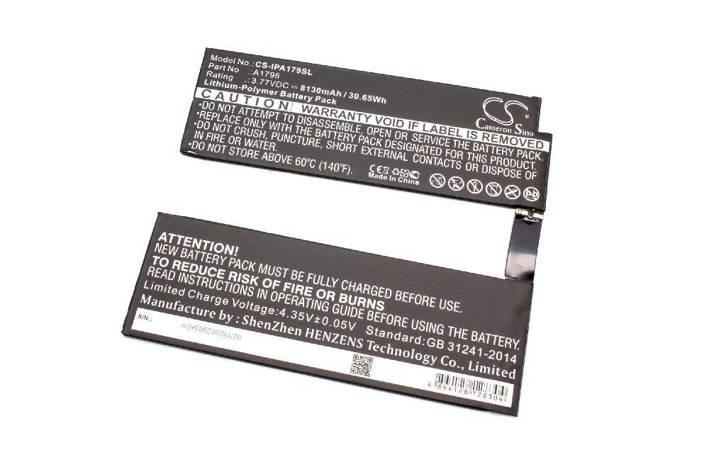 vhbw Akku Ersatz für Apple A1798 für Tablet Pad (8130 mAh, 3,77 V, Li-Polymer)
