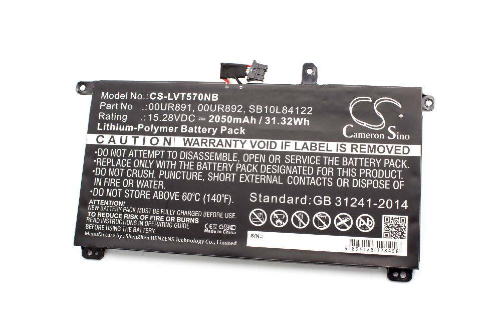 vhbw Akku kompatibel mit Lenovo ThinkPad P51s(20HBA00CCD), P51s(20HBA00ECD) Notebook (2050 mAh, 15,28 V, Li-Polymer)