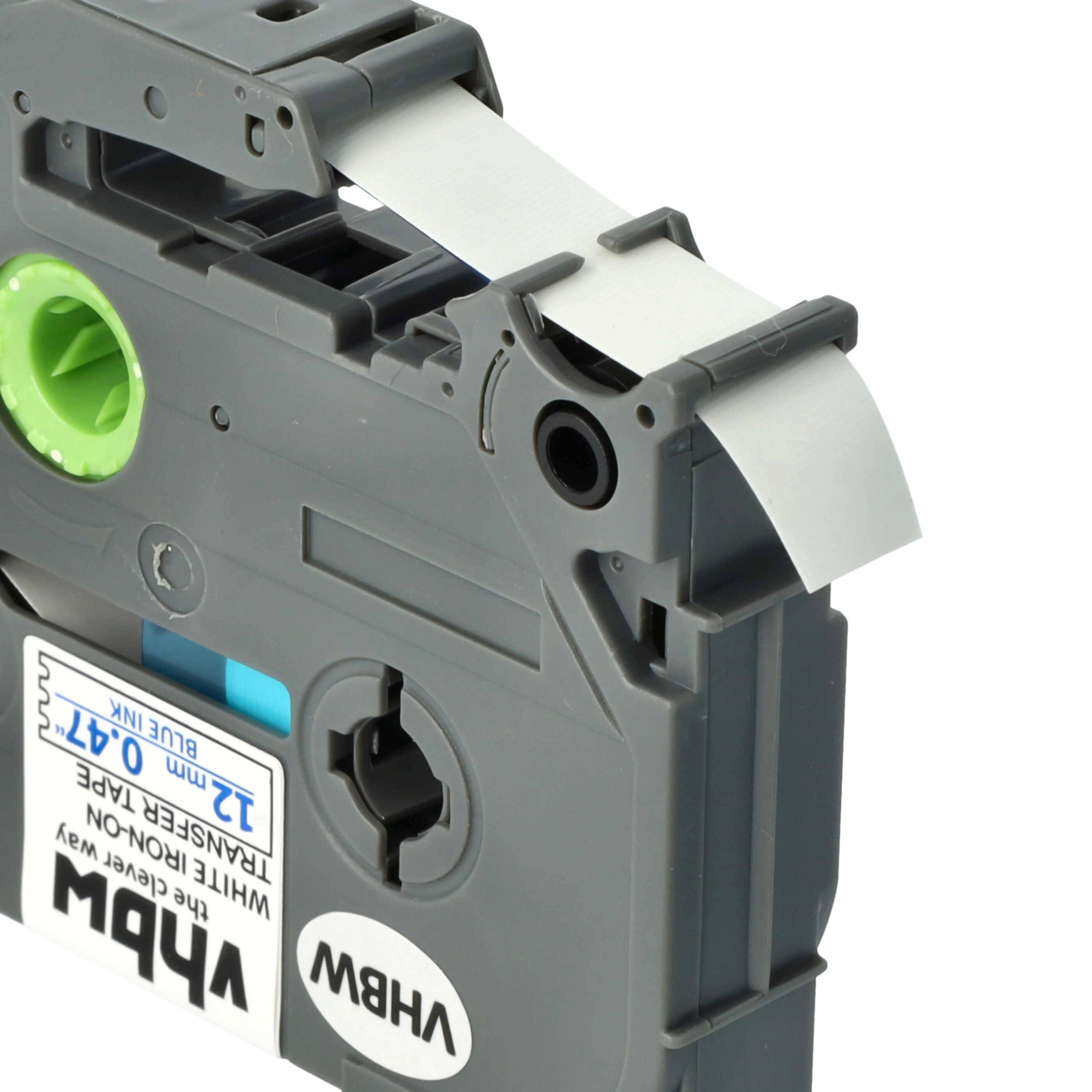 vhbw Schriftband-Kassette kompatibel mit Brother PT 550, 540, 3600, 500-Series Etiketten-Drucker 4m x 12mm Blau auf Weiß, Kunststoff, Aufbügelband