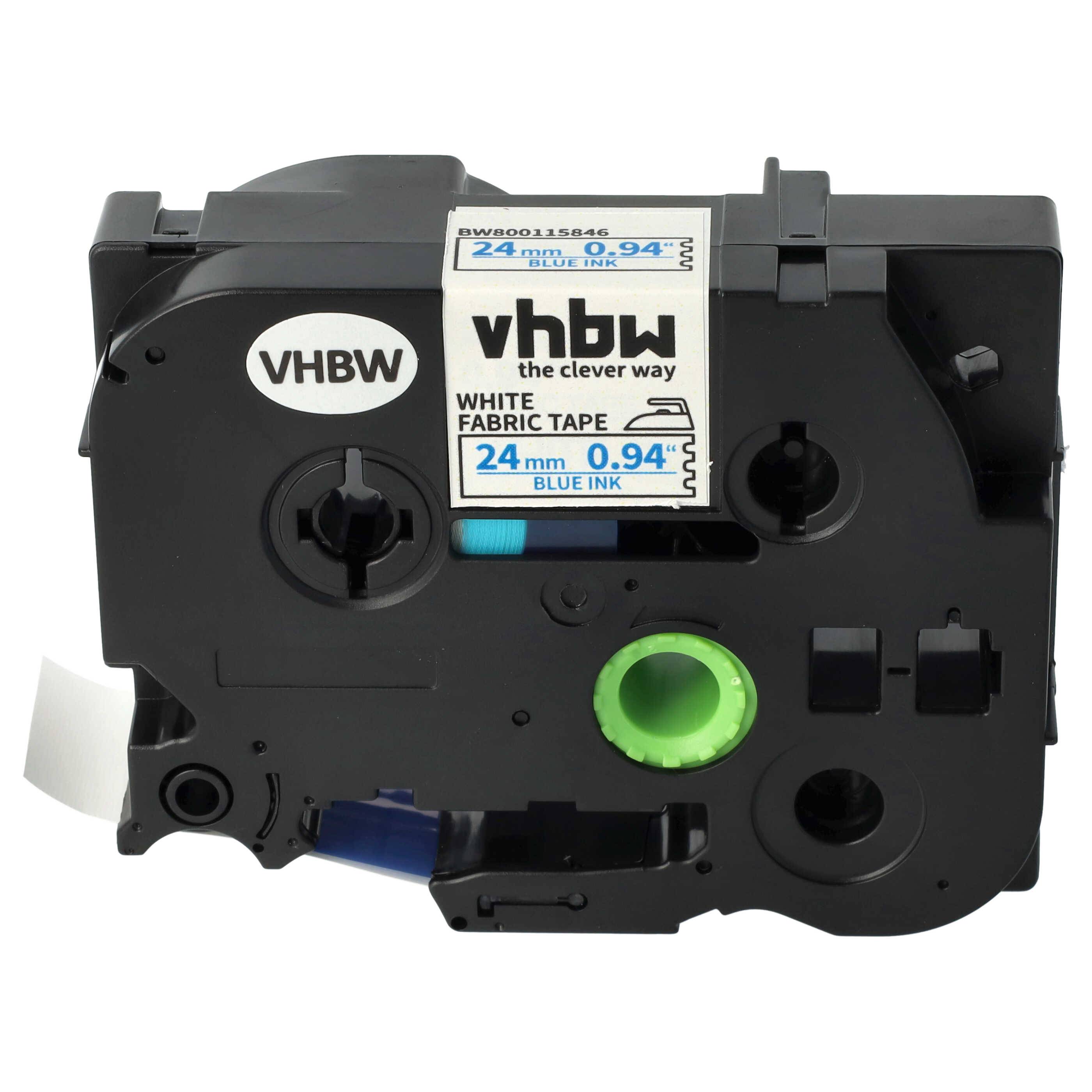 vhbw Schriftband-Kassette kompatibel mit Brother PT 1000, 1000-Series, 1090, 1080, 1010 Etiketten-Drucker 3m x 24mm Blau auf Weiß, Aufbügelband
