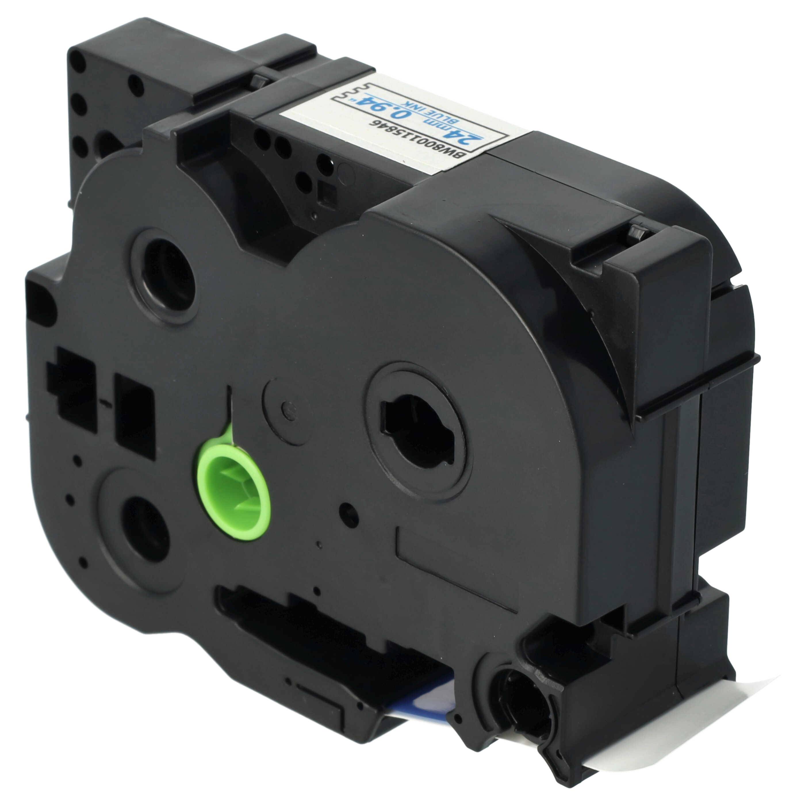 vhbw Schriftband-Kassette kompatibel mit Brother PT 1000, 1000-Series, 1090, 1080, 1010 Etiketten-Drucker 3m x 24mm Blau auf Weiß, Aufbügelband