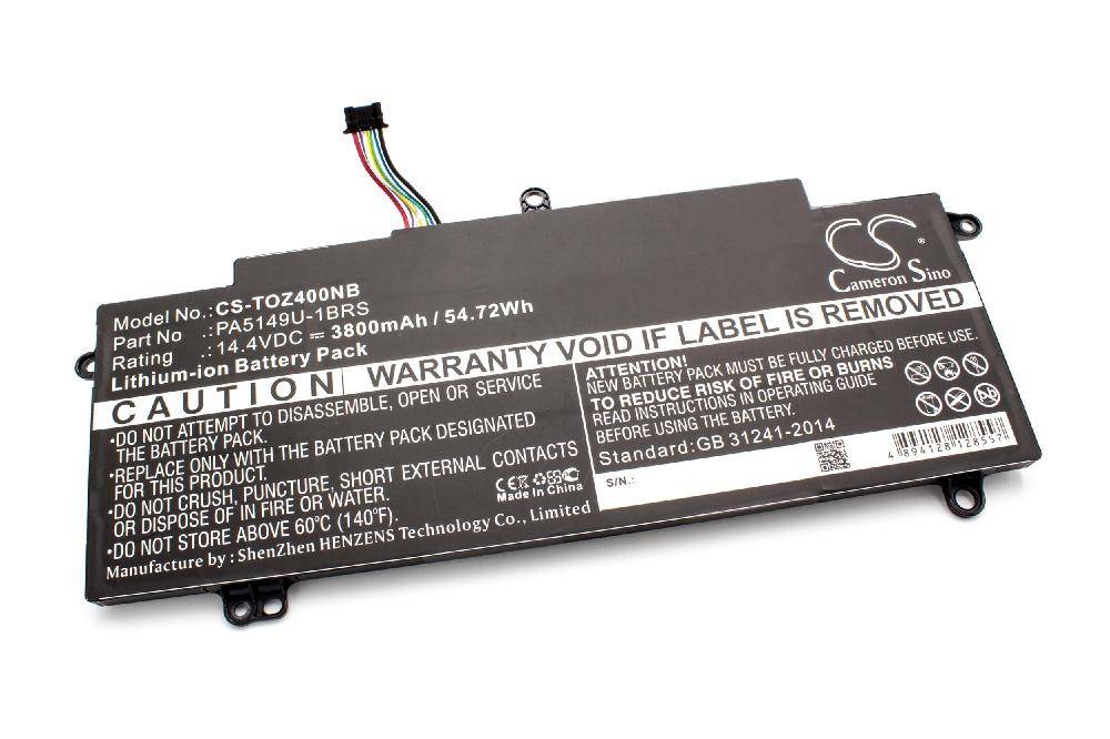 vhbw Akku kompatibel mit Toshiba Tecra Z40-A-11E, Z40-A-11F, Z40-A-119, Z40-A-11C, Z40-A-11G Notebook (3800 mAh, 14,4 V, Li-Ion)