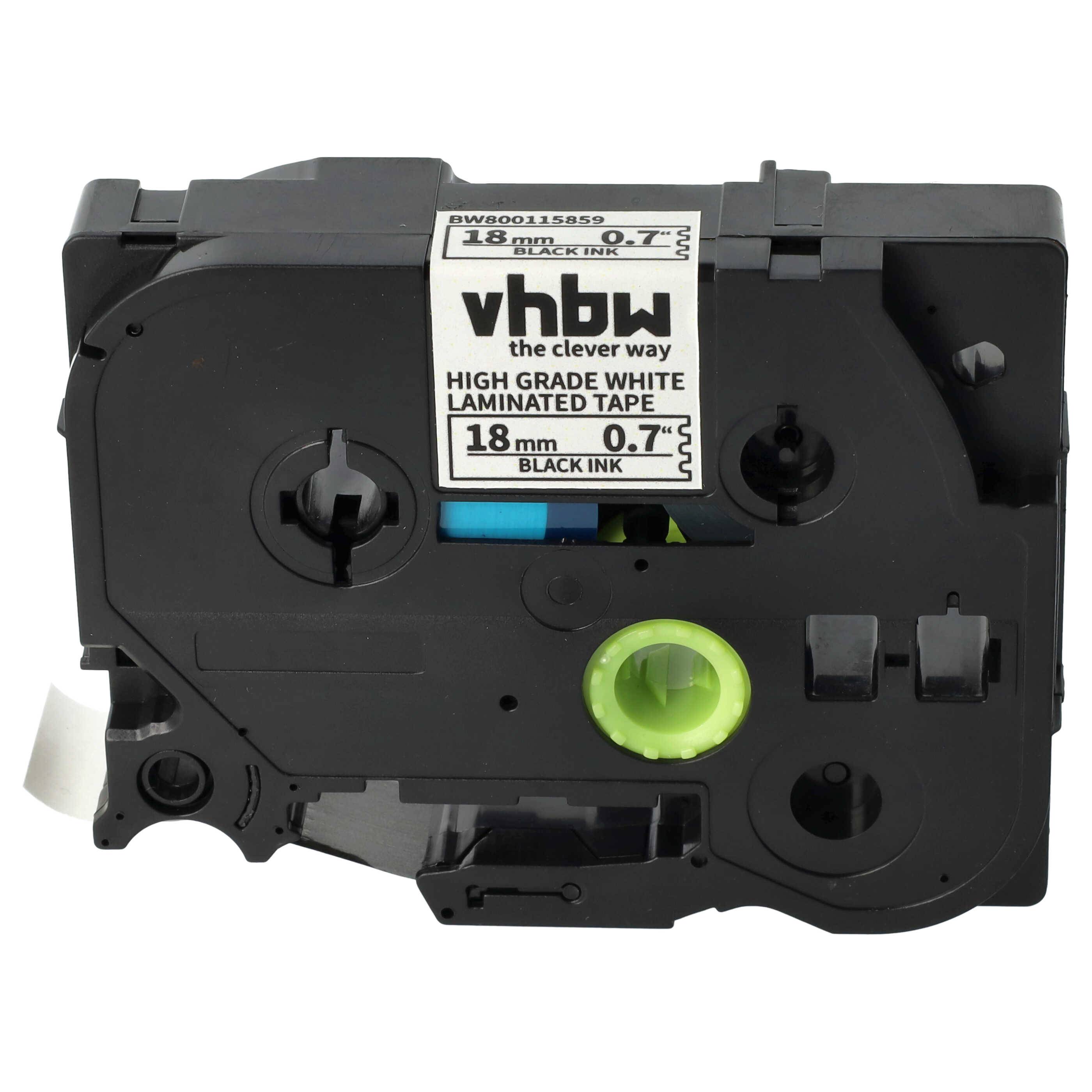 vhbw Schriftband-Kassette kompatibel mit Brother PT 9500 PC, 9700 PC, 9800 PCN, PT9800PCN, PT9700PC Etiketten-Drucker 8m x 18mm Schwarz auf Weiß