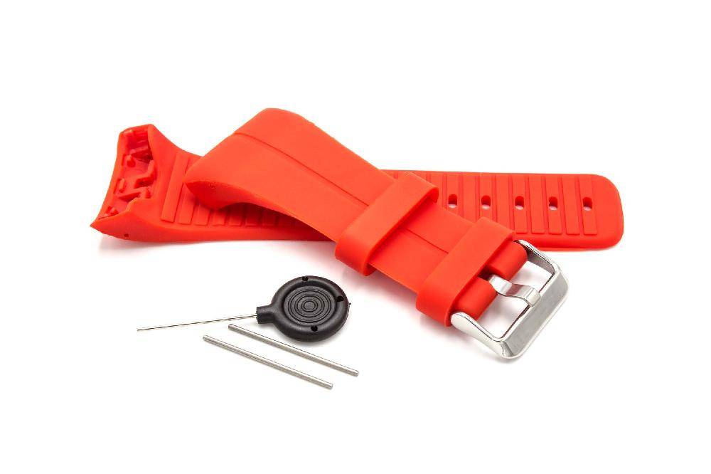 vhbw TPE Ersatz Armband kompatibel mit Polar M400, M430 Fitnessuhr, Smartwatch - 9.0cm + 12.2 cm rot