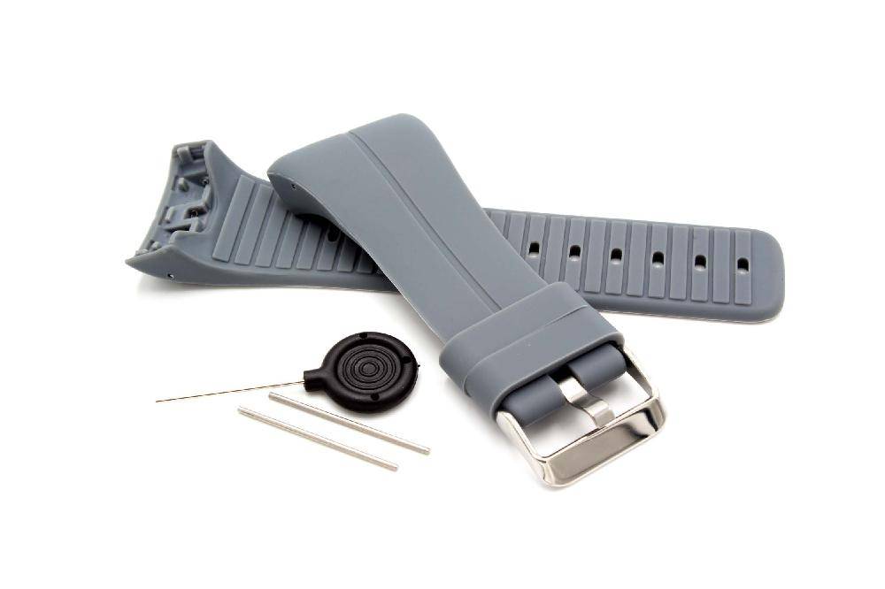 vhbw TPE Ersatz Armband kompatibel mit Polar M400, M430 Fitnessuhr, Smartwatch - 9.0 + 14.5 cm grau