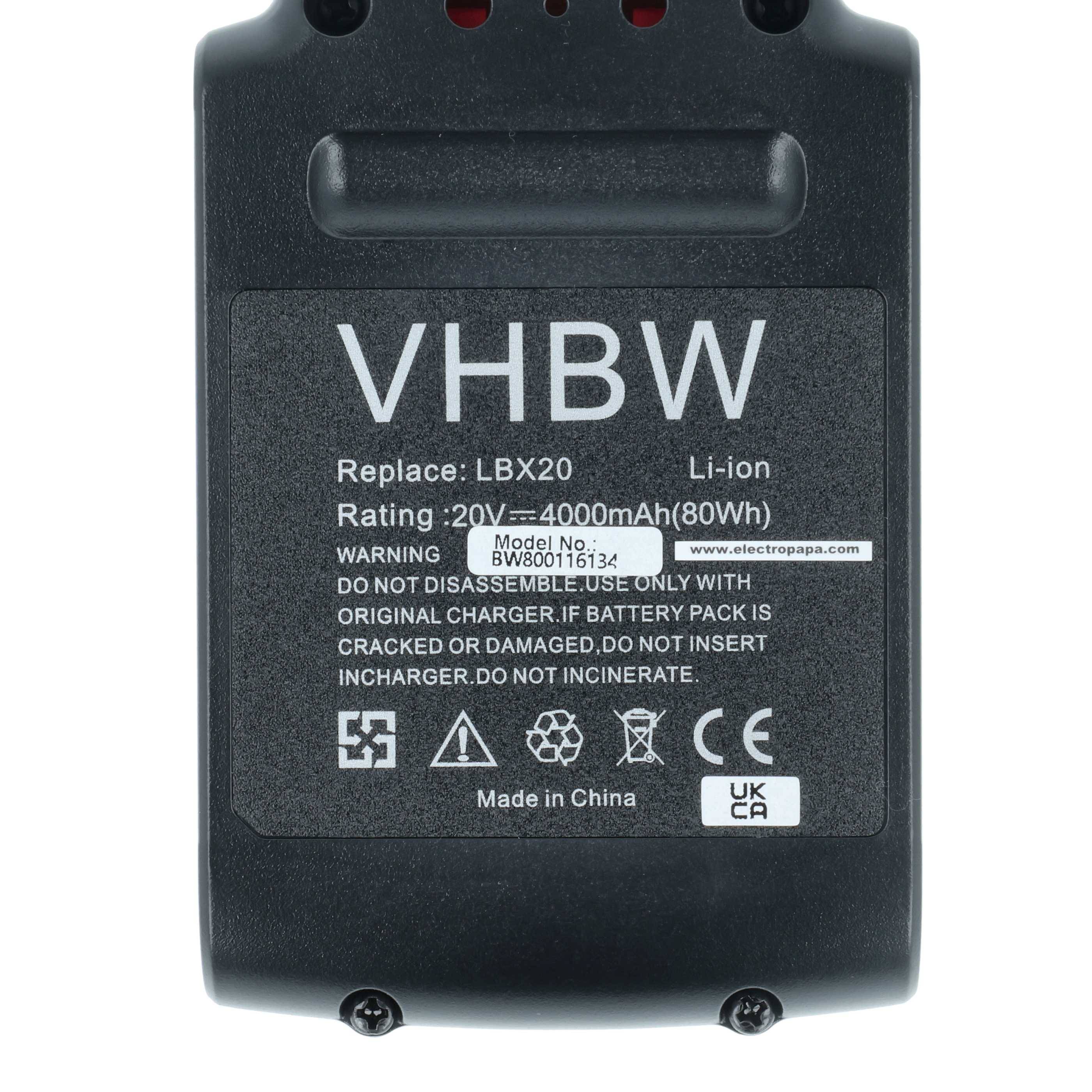 vhbw 1x Akku kompatibel mit Black & Decker CHH2220, BDK188 Typ 1, BL188 H1, BL186 H1 Werkzeug (4000 mAh, Li-Ion, 20 V)