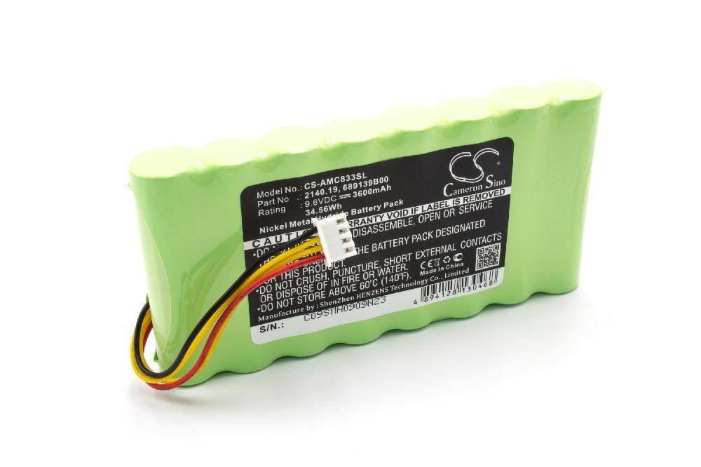 vhbw Akku kompatibel mit AMC 3945/3945-B | 8435, CA6116, CA6550, CA6555, 8335, 8336, 8333 Messgerät (3600 mAh, 9,6 V, NiMH)