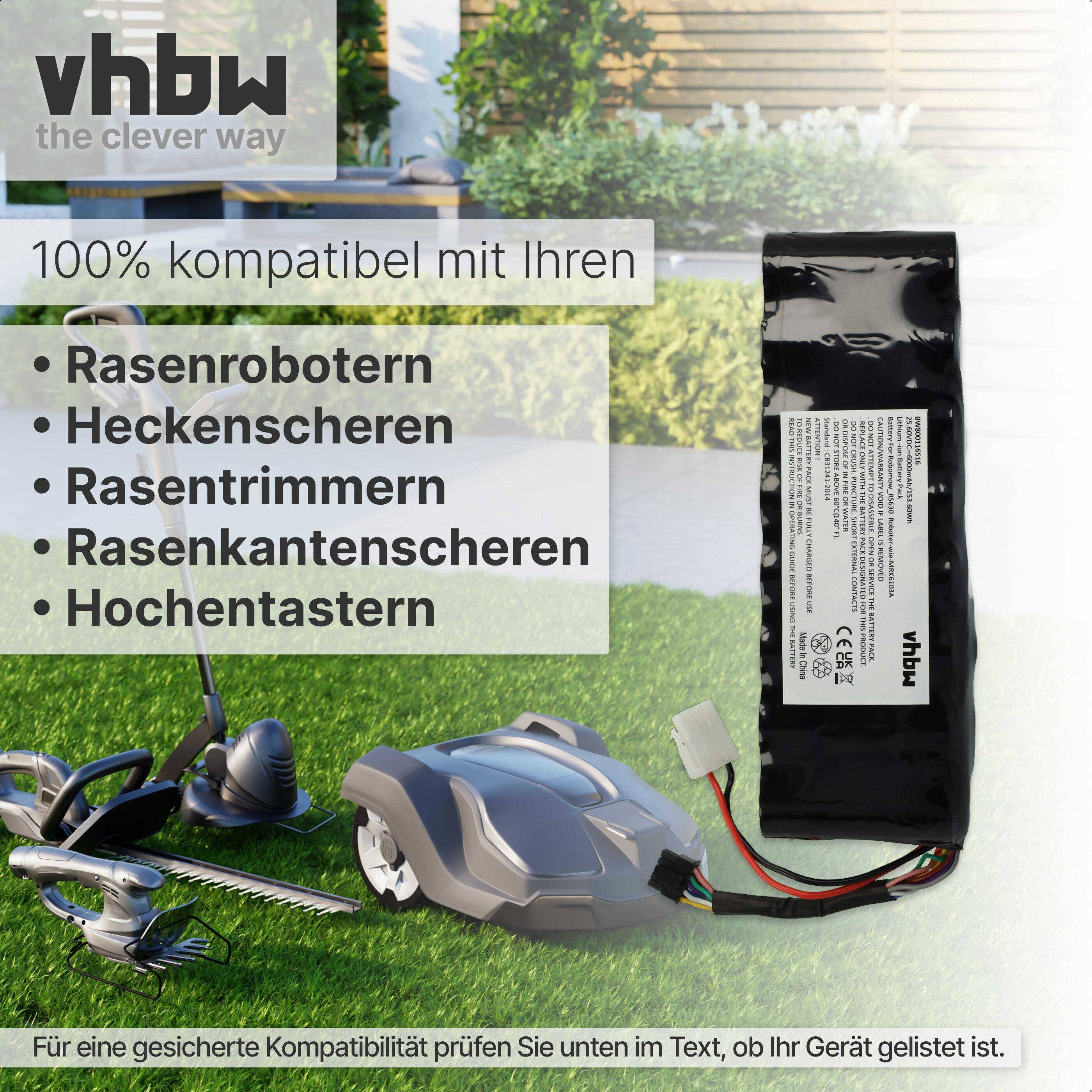 vhbw Akku kompatibel mit Cub Cadet L.K18, 3000, LK18, L.K3000, LK3000, Lawnkeeper 3000, XR3 4000, XR3 3000 Rasenmäher (6000mAh 25,6V LiFePO4)