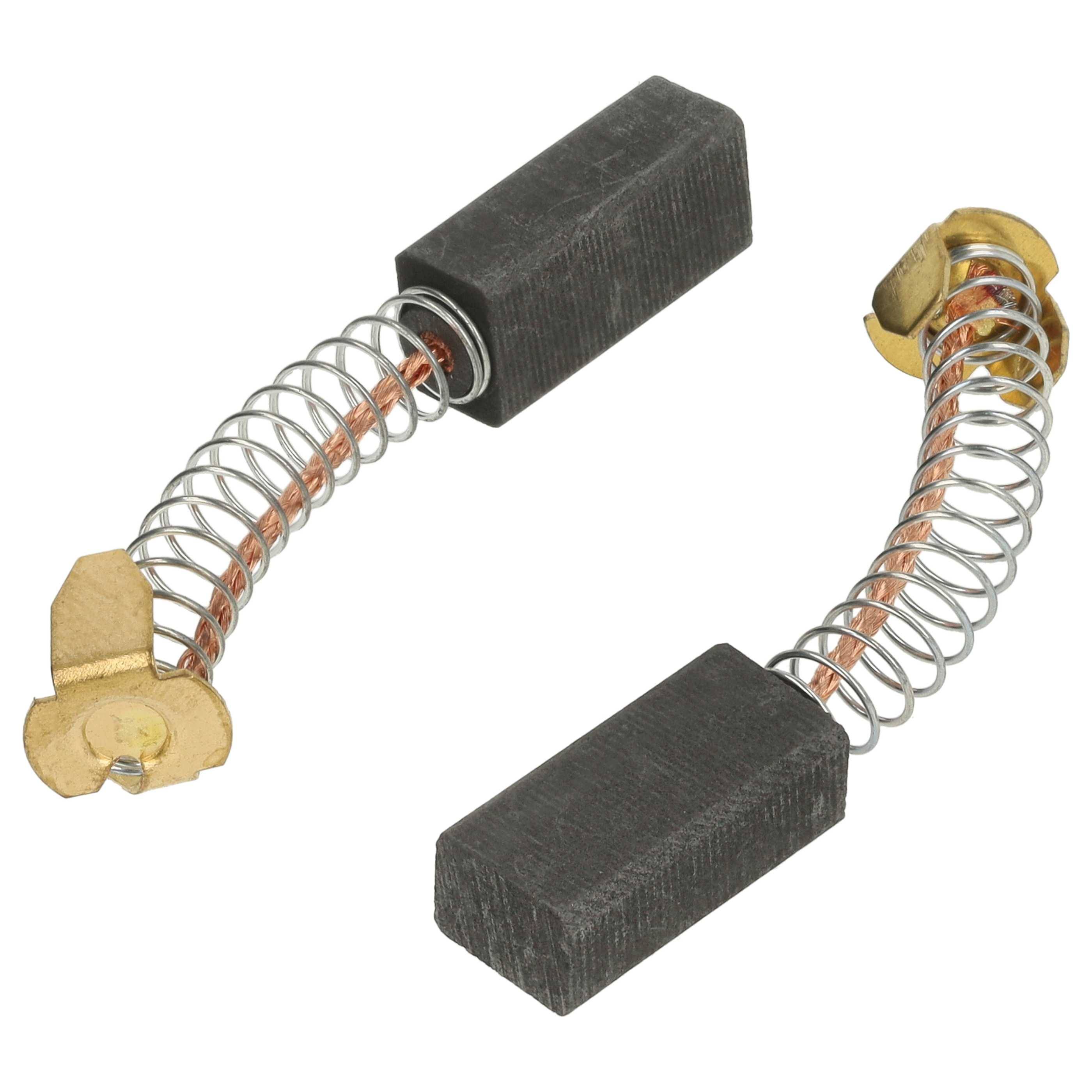 Kohlebürsten mit Spiralfedern und metallischen Verbindungselementen, typischerweise in Elektromotoren verwendet, um Strom zu leiten und Reibung zu reduzieren.