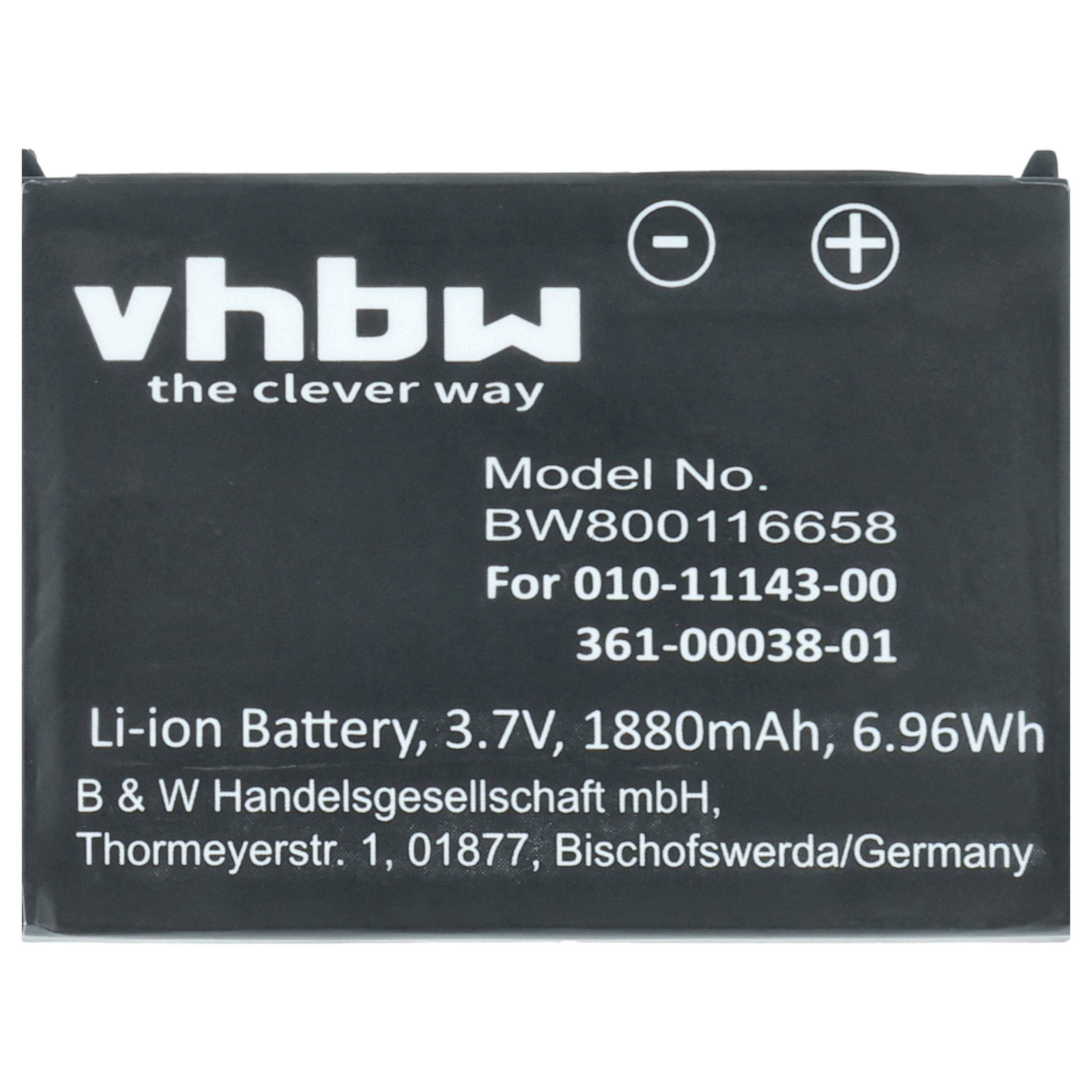 vhbw 1x Akku kompatibel mit Garmin Zumo 660LM, 650, 210 CE, 600, 660, 220, 665LM, 665, 210 GPS Navigation Navi (1880 mAh, 3,7 V, Li-Ion)