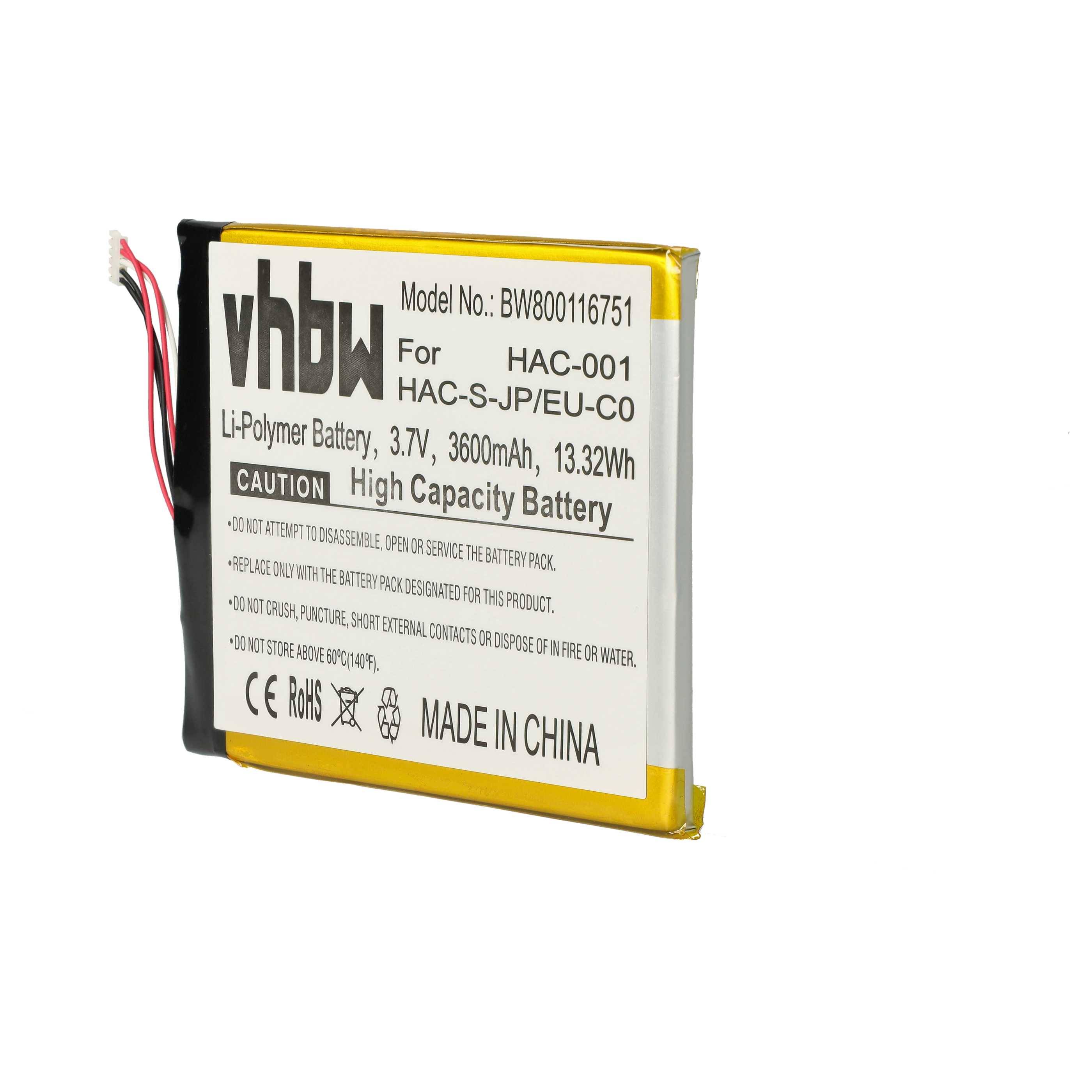 vhbw 1x Akku Ersatz für Nintendo HAC-003, HAC-A-BPHAT-C0 für Spielekonsole (3600 mAh, 3,7 V, Li-Polymer)