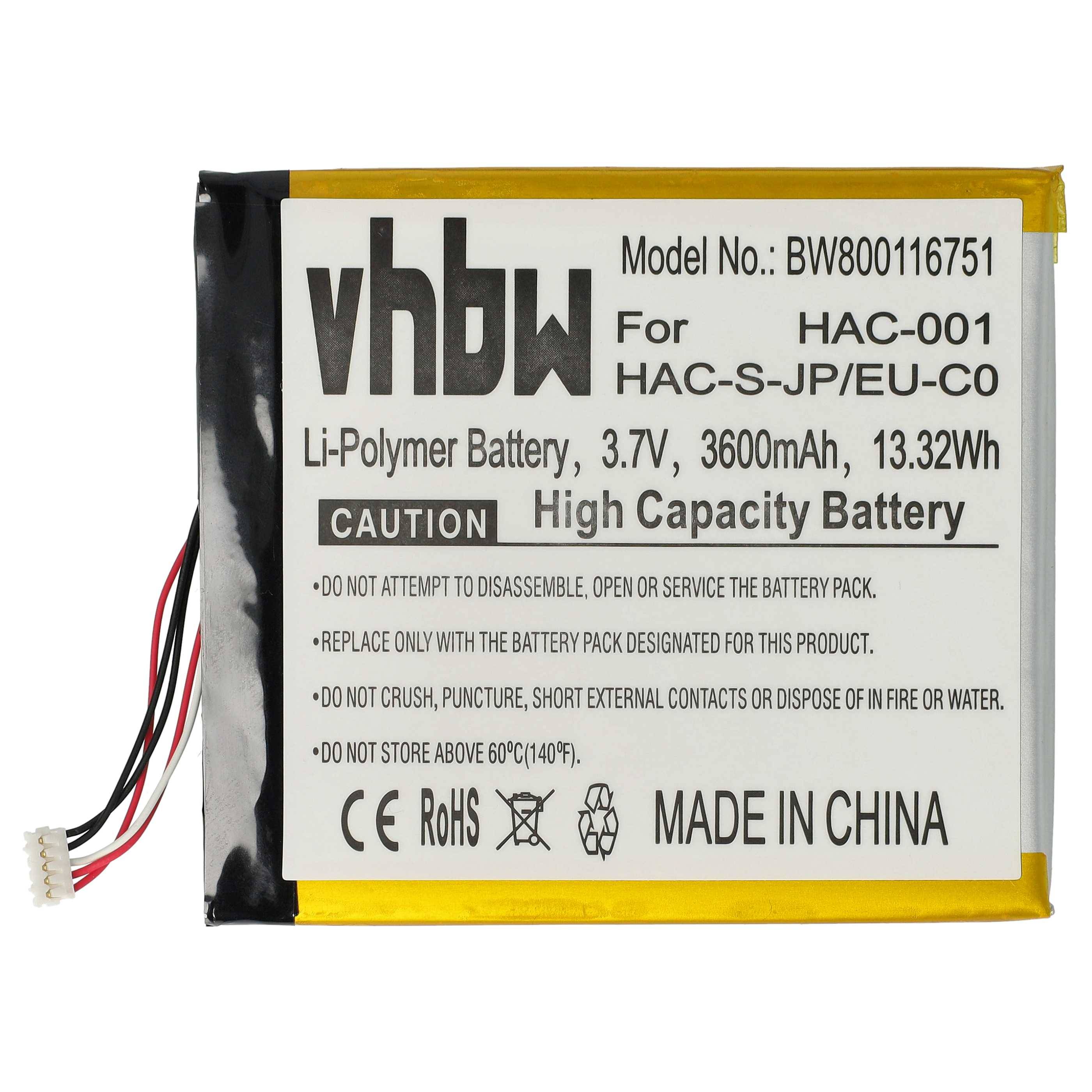 vhbw 1x Akku Ersatz für Nintendo HAC-003, HAC-A-BPHAT-C0 für Spielekonsole (3600 mAh, 3,7 V, Li-Polymer)