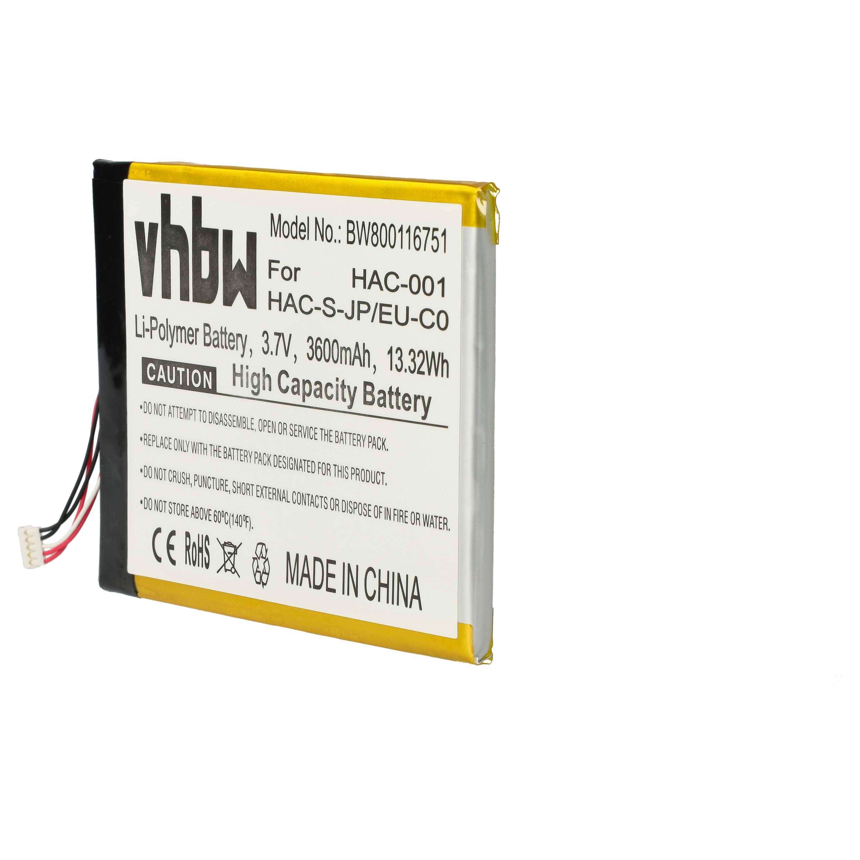 vhbw 1x Akku Ersatz für Nintendo HAC-003, HAC-A-BPHAT-C0 für Spielekonsole (3600 mAh, 3,7 V, Li-Polymer)