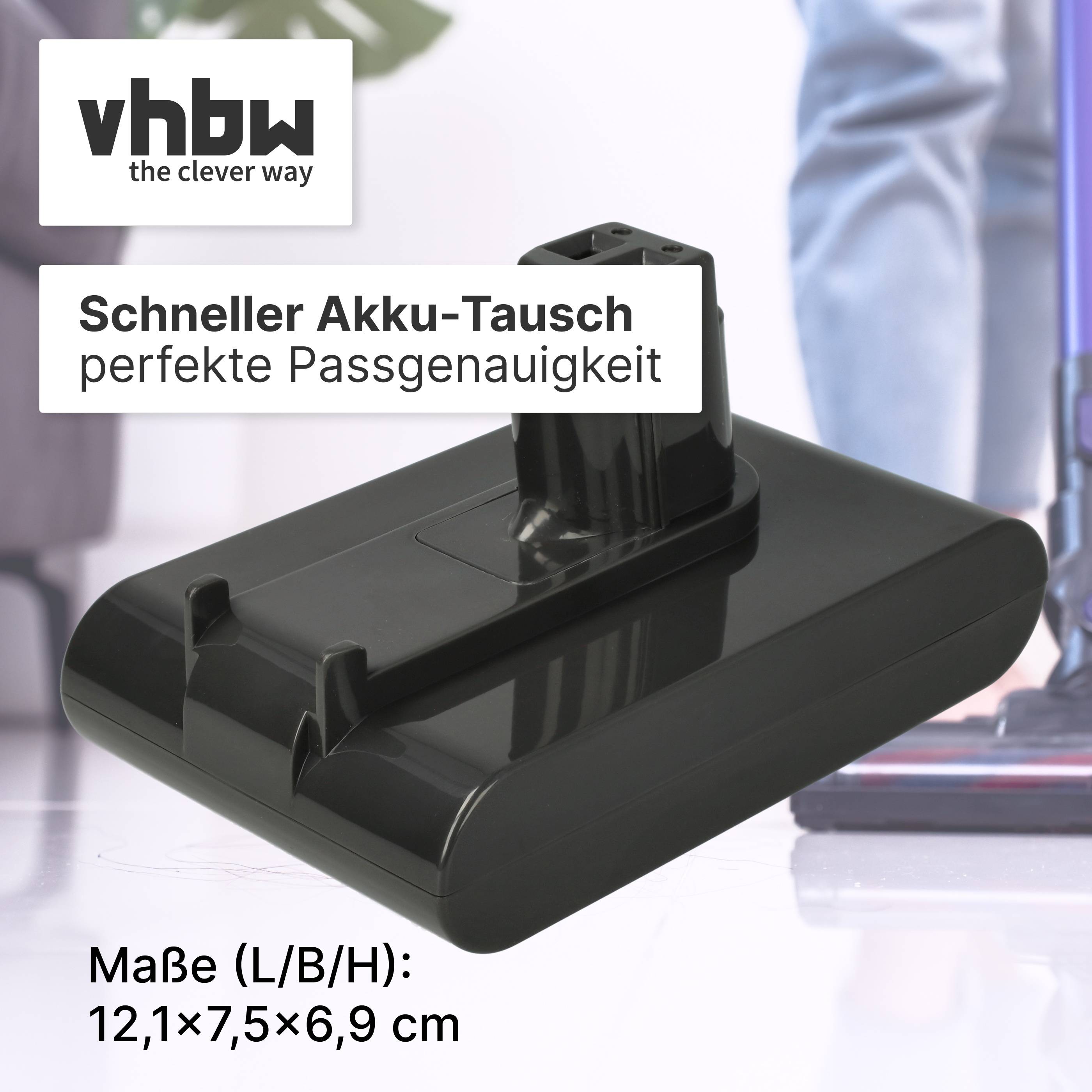 vhbw Akku kompatibel mit Dyson DC31 | DC35, DC30, DC35 Exclusive, DC44, DC31 Animal, DC34 Staubsauger - Typ A Grau (1500 mAh, 22,2 V, Li-Ion)