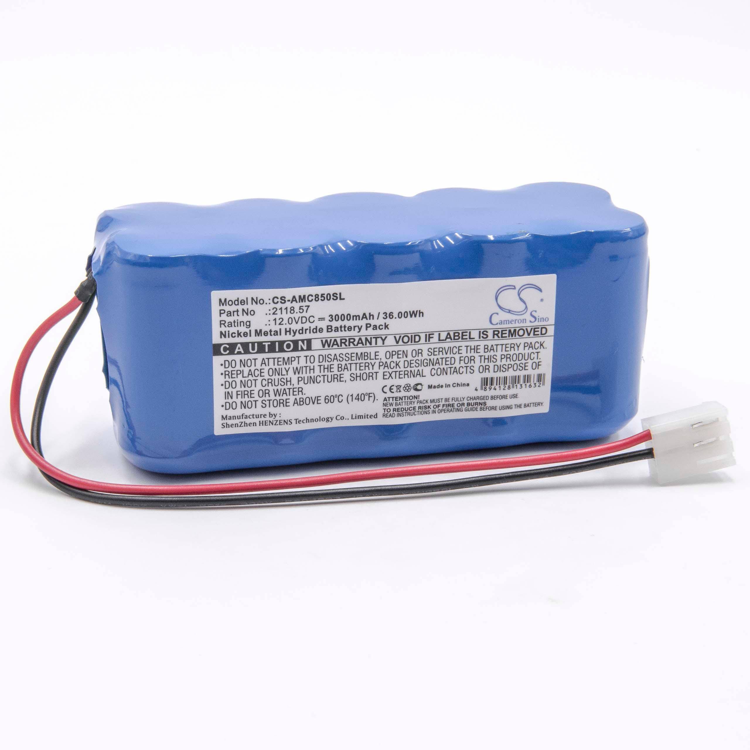 vhbw Akku kompatibel mit AEMC DTR-8500 | DTR8500, 8500 Messgerät (3000 mAh, 12 V, NiMH)