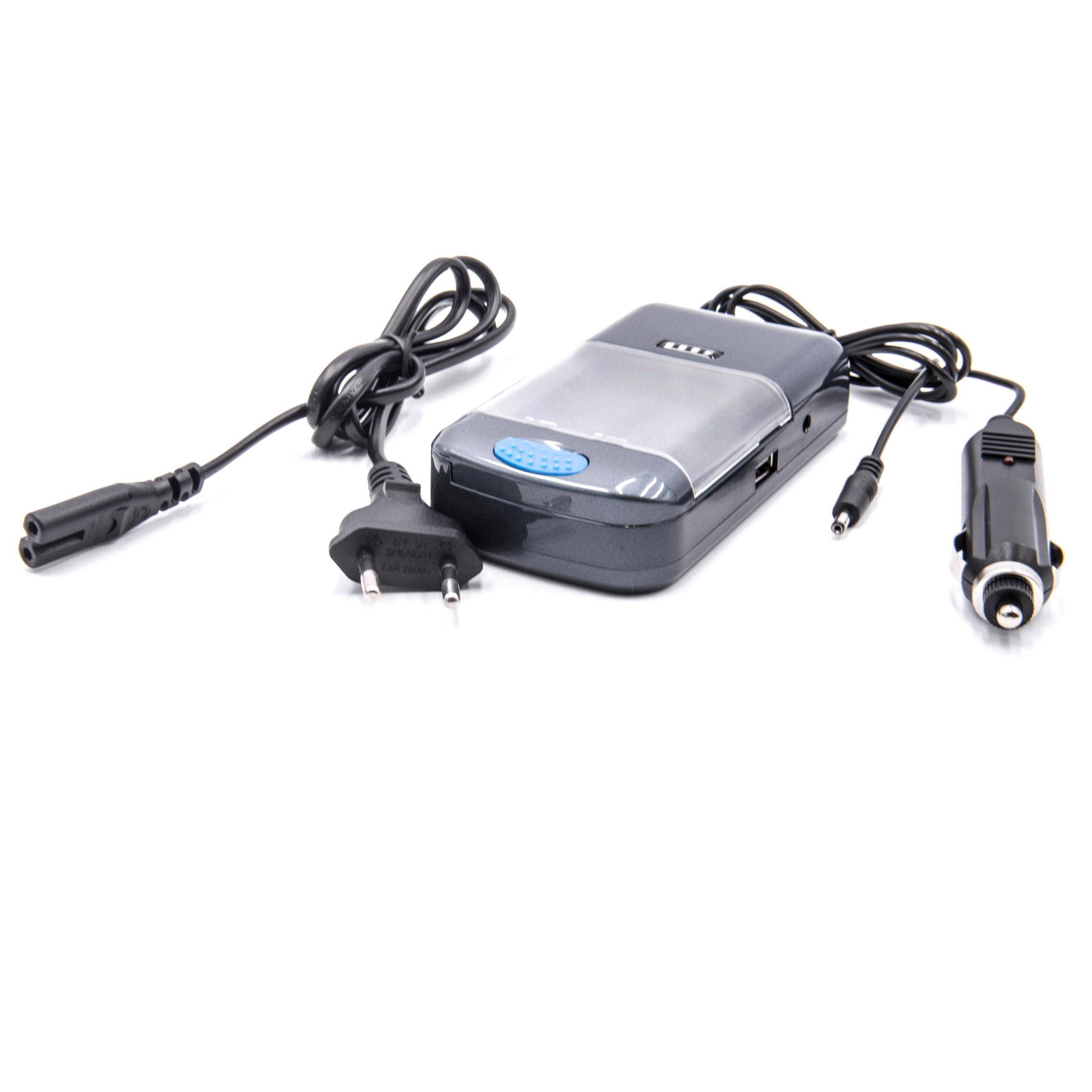 vhbw Universal Ladegerät für Li-Ion NiMh 3.6-7.4V, AA, AAA Akku inkl. USB-Anschluss und 12V-Ladekabel z.B. für Handy, Smartphone, Kamera