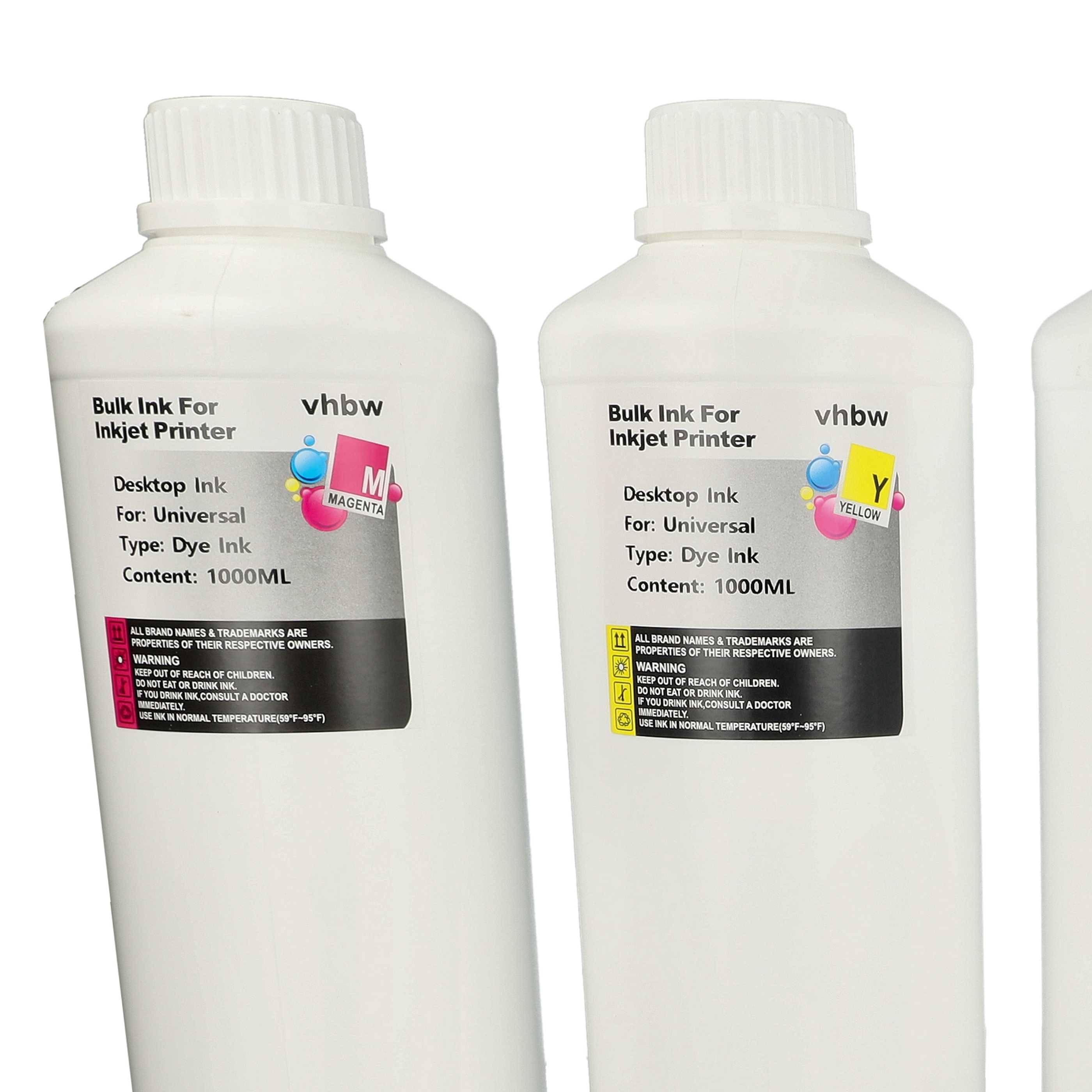 vhbw 4x Nachfülltinte kompatibel mit Canon Pixma GM4050 Drucker - Refillset Dye Cyan, Dye Magenta, Dye Schwarz, Dye Yellow, 1000ml
