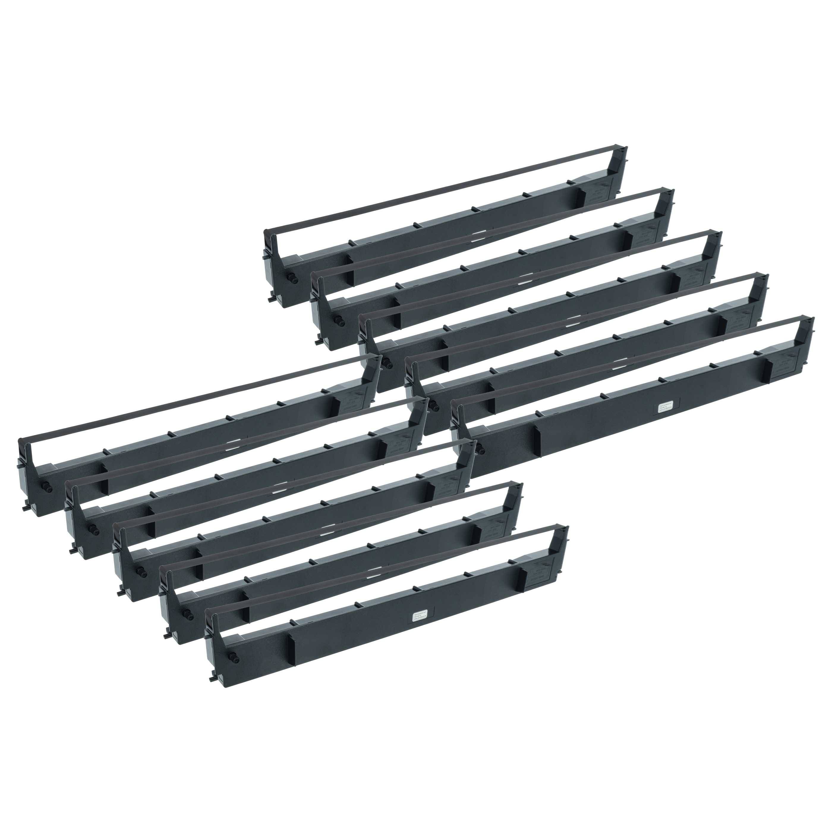 vhbw 10x Farbband Schriftband kompatibel mit Epson LQ1010, LQ1170, LQ1070+, LQ1600, LQ1070, LQ1600K Nadeldrucker, Bondrucker - Schwarz