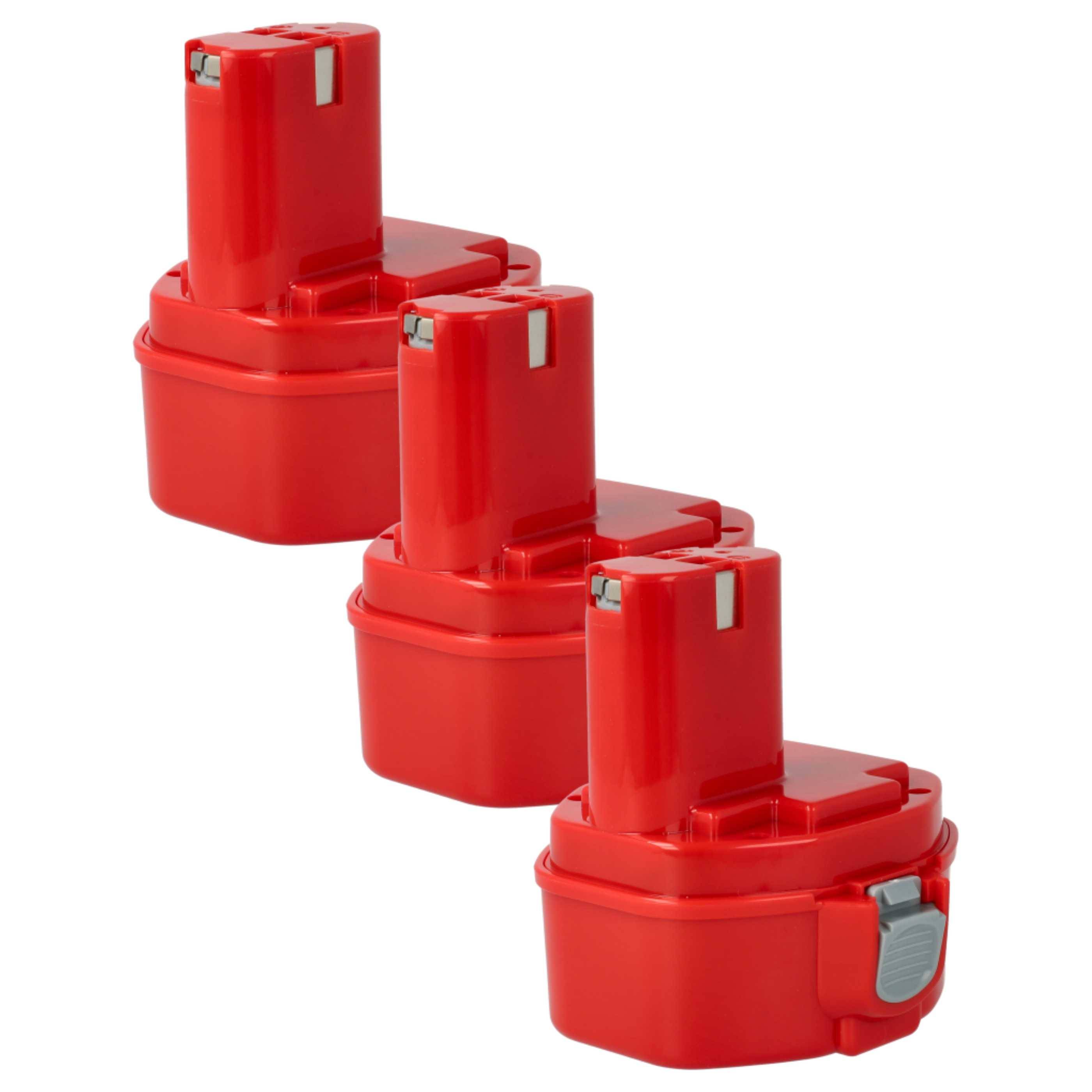 vhbw 3x Akku Ersatz für Makita 193158-3, 193159-1, 193159-A, ML1420 für Werkzeug (1500 mAh, NiMH, 14,4 V)