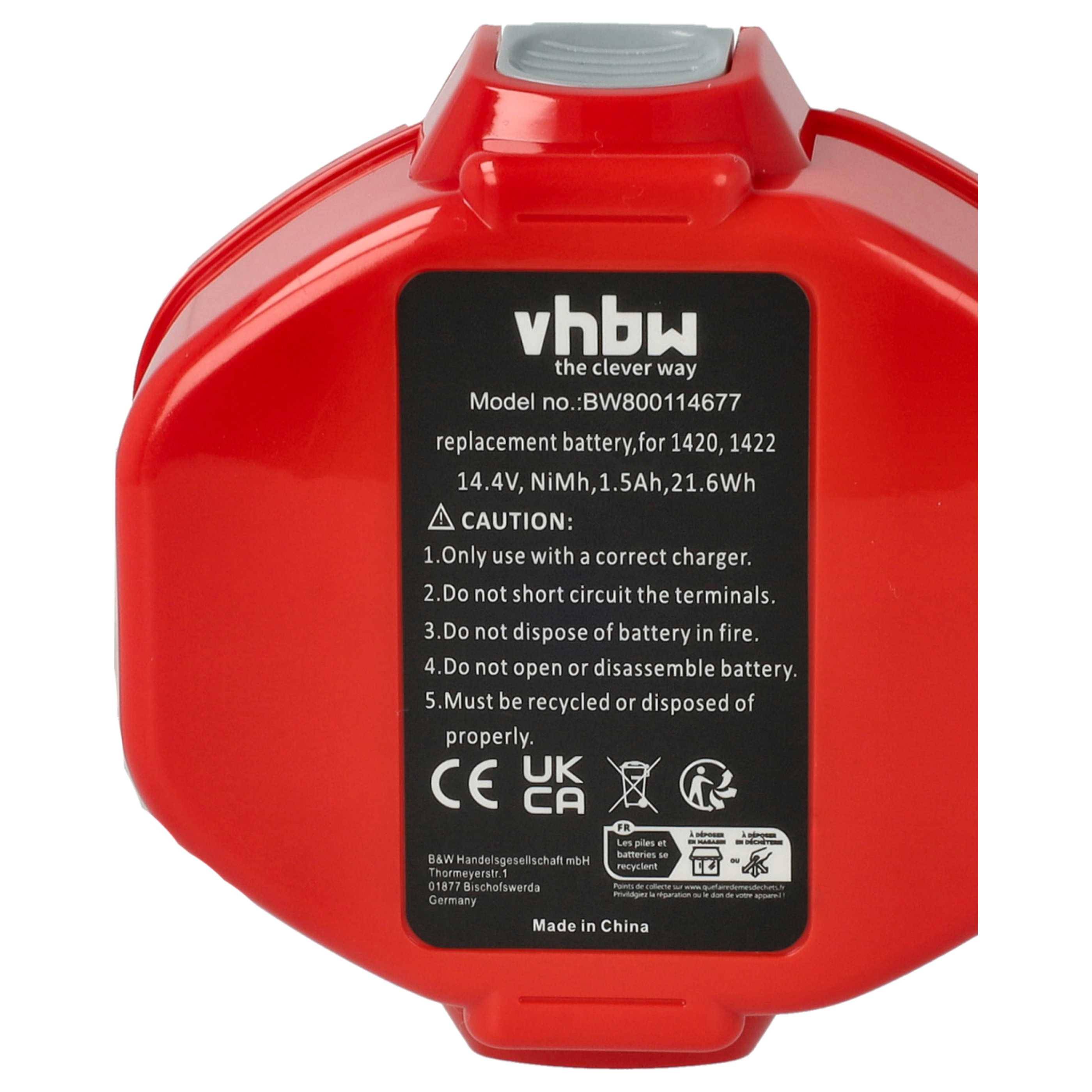 vhbw 2x Akku kompatibel mit Makita 6336DWA, 6336D, 6336DWAE, 6333DA, 6333DWAE, 6333DWA, 6333DWBE Werkzeug (1500 mAh, NiMH, 14,4 V)