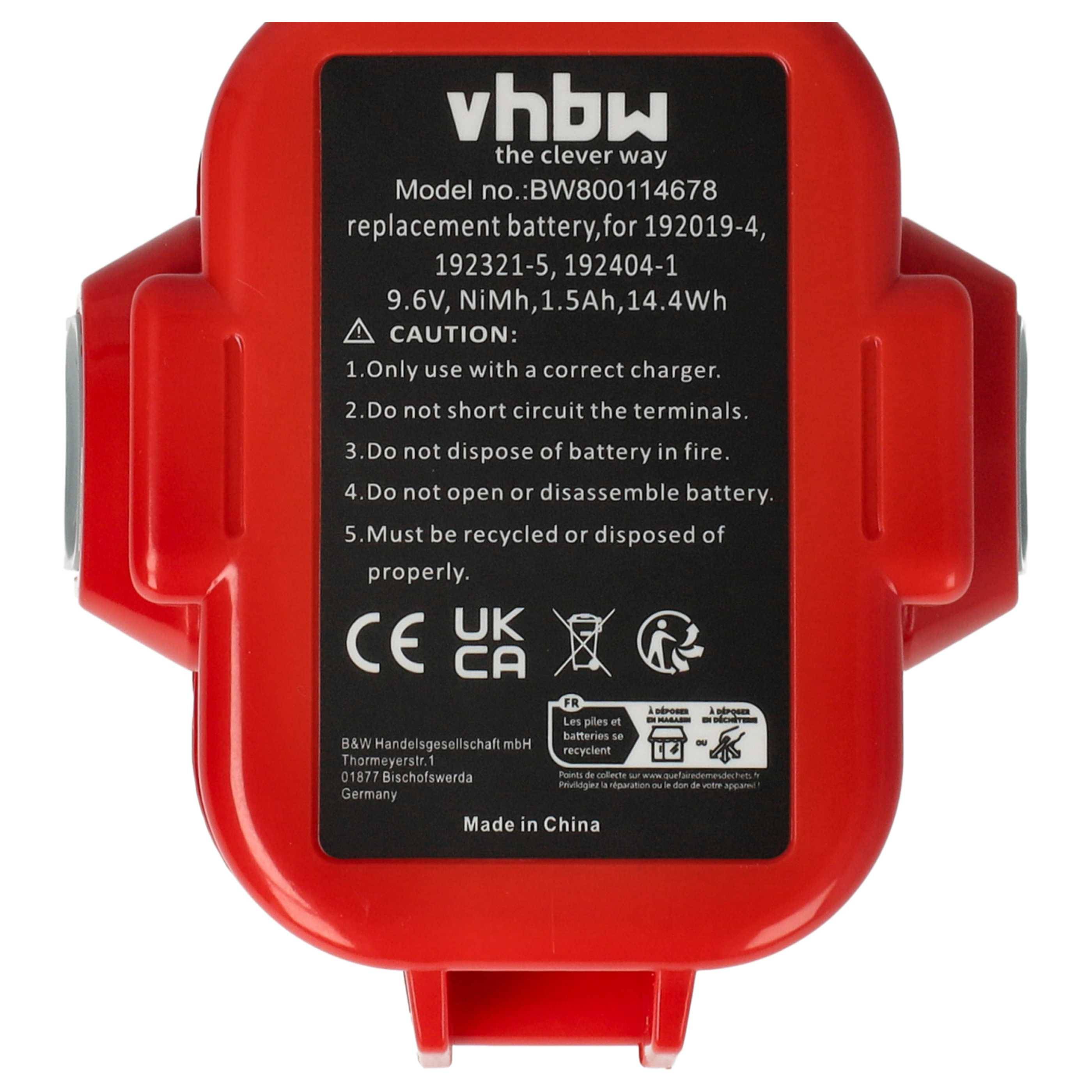 vhbw 2x Akku kompatibel mit Makita 6940DWA, 6940DWE, 6940D, 6940DW, ML901 Flashlight, 6940DA, 6980D Werkzeug (1500 mAh, NiMH, 9,6 V)