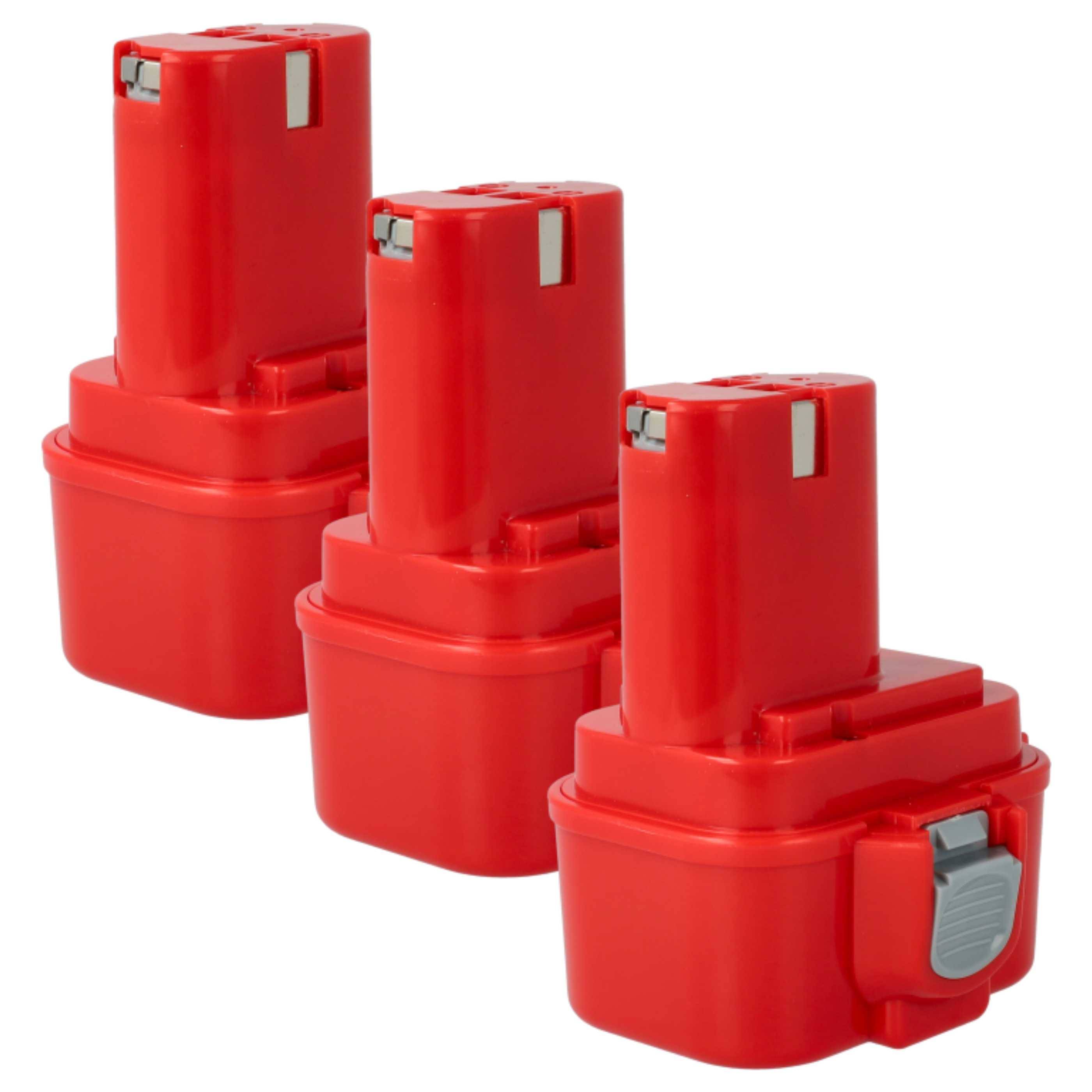 vhbw 3x Akku kompatibel mit Makita 6797FD, 6796FD, 6797D, 6791DW, 6792D, 6792DW, 6793D, 6794D, 6796D Werkzeug (1500 mAh, NiMH, 9,6 V)