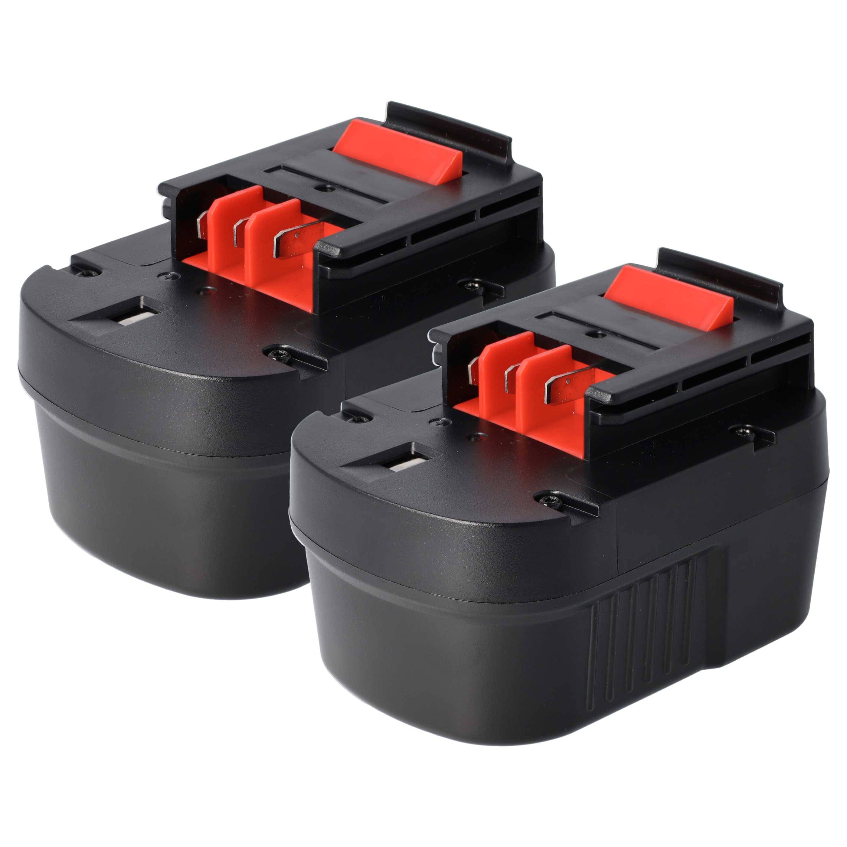vhbw 2x Akku kompatibel mit Black & Decker EPC126BK, EPC128, EPC128 V, EPC128BK, EPC12CA Elektrowerkzeug (1500mAh NiMH 12 V)