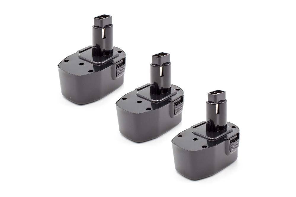 vhbw 3x Akku kompatibel mit Dewalt DC612KA, DC614KA, DC551KA, DC613KA, DC615KA, DC728KA, DC731KA Elektrowerkzeug (1500 mAh, NiMH, 14,4 V)