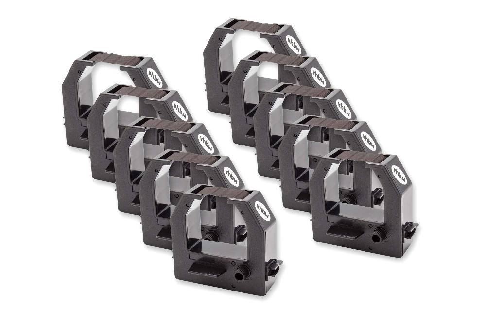 vhbw 10x Farbband Schriftband kompatibel mit Amano 60i, AS1000, AS1000A, BX-1500, BX-1600, EX-1550, MRX-35 Nadeldrucker, Bondrucker - Schwarz