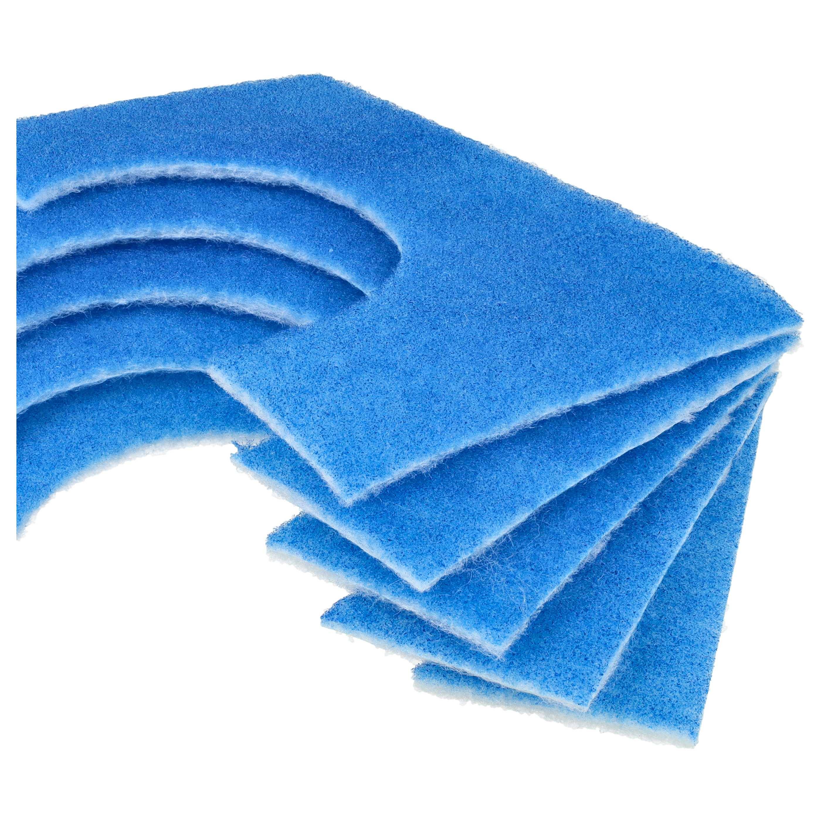 Blaue Scheuerpads übereinander angeordnet, wobei die Textur sichtbar ist.