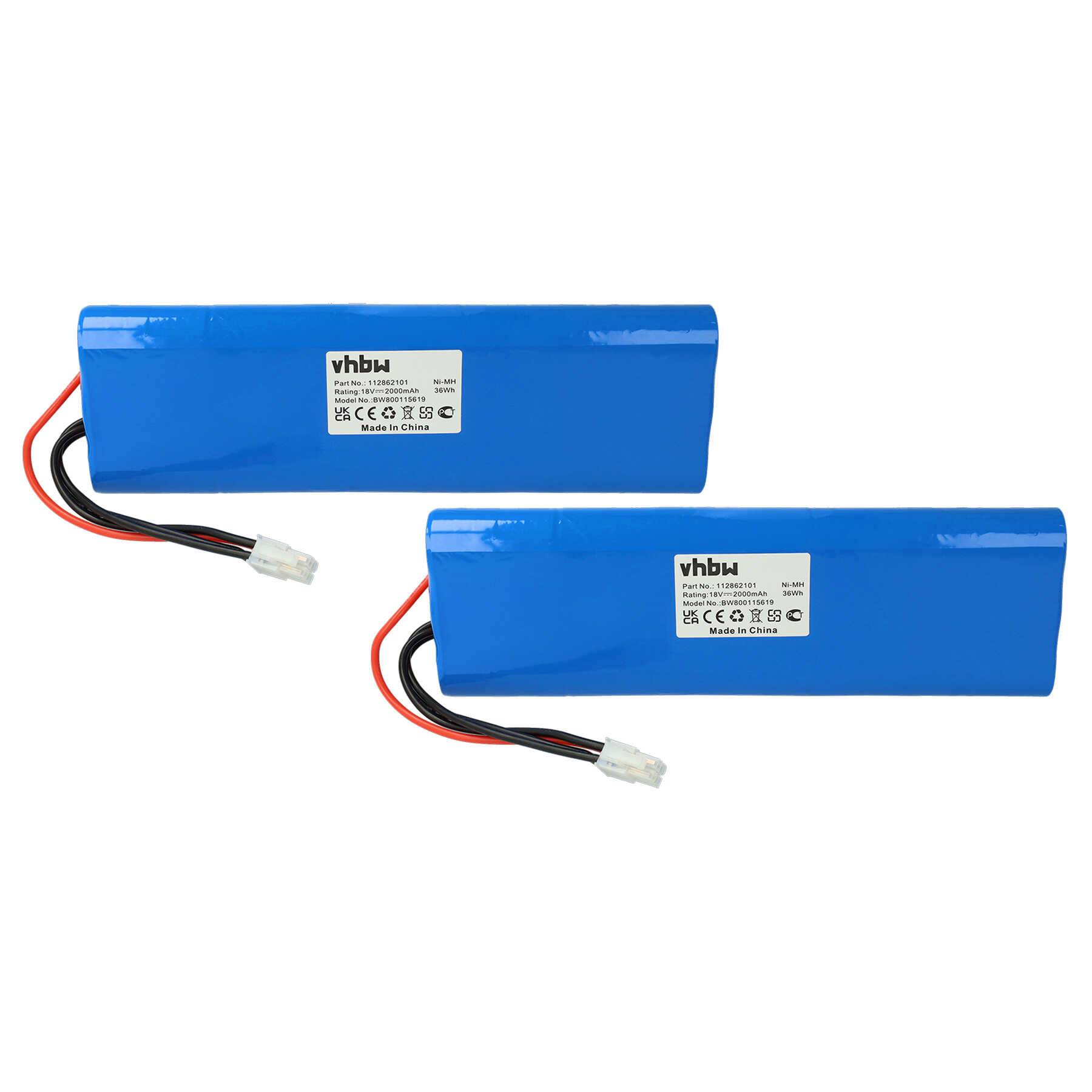 vhbw 2x Akku kompatibel mit Husqvarna Automower 210AC, 210C, 220AC, 230ACX, 260ACX, G2 (2004-2006), SH, Solar Hybrid Mähroboter - (NiMH, 2000mAh