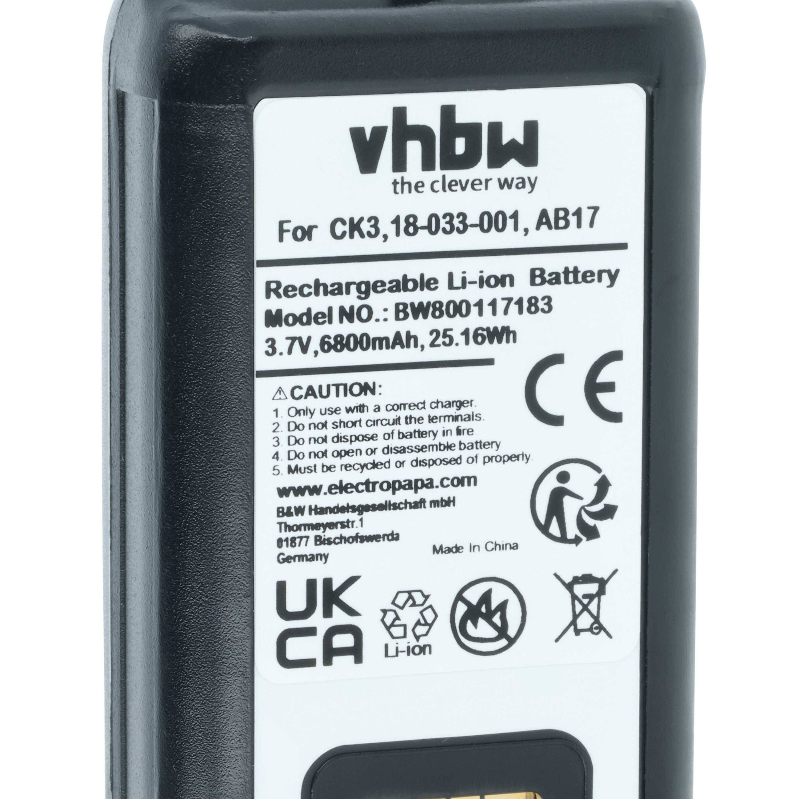 vhbw 5x Akku kompatibel mit Intermec CK3B, CK3A, CK3, CK3N1, CK3C, CK3C1, CK3N, CK3R Barcodescanner POS (6800 mAh, 3,7 V, Li-Ion)