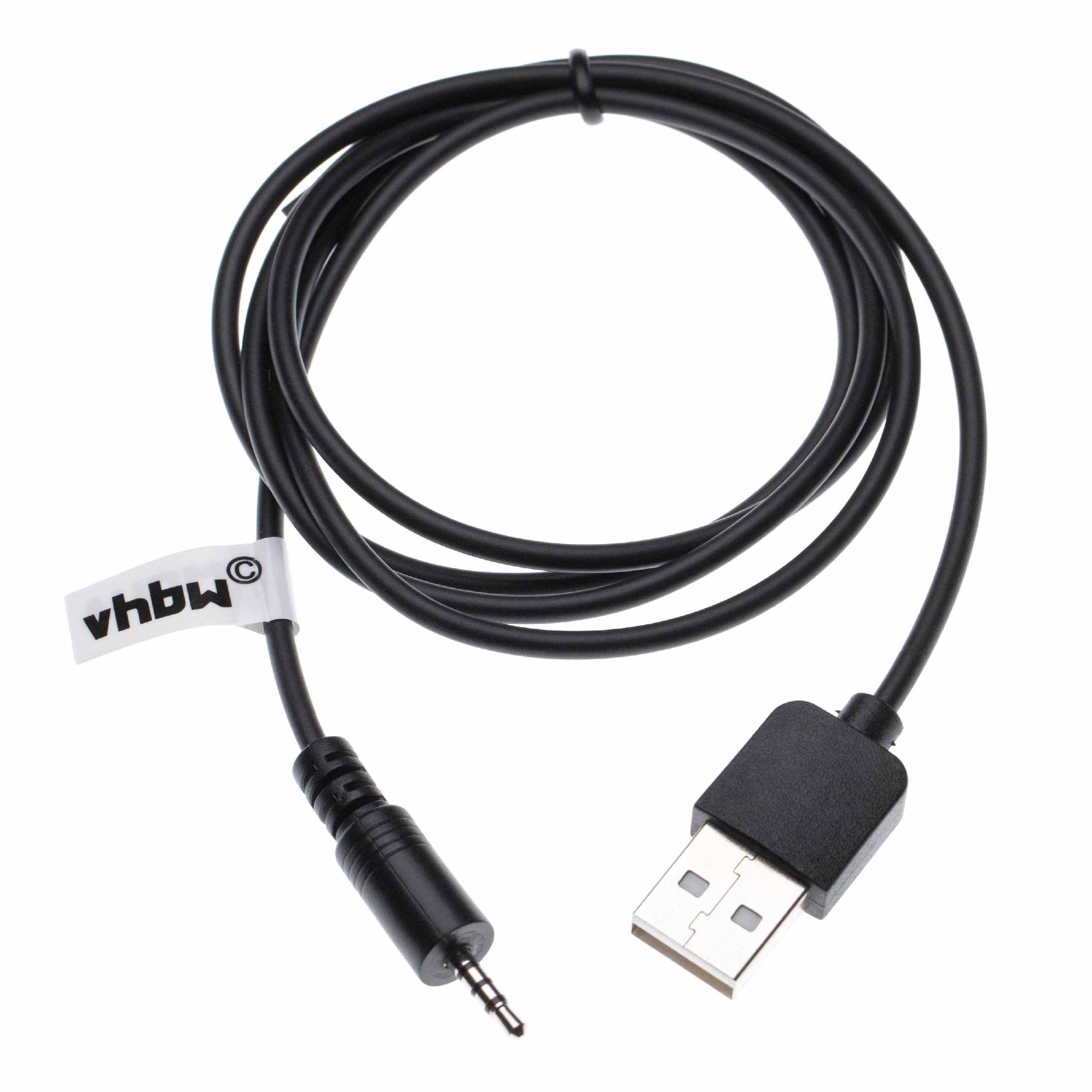 vhbw USB-Ladekabel kompatibel mit JBL Synchros E50BT, E50, E40BT, E40, J56, J56BT Kopfhörer - Kabel USB auf 2,5 mm Klinkenstecker, 100 cm Schwarz