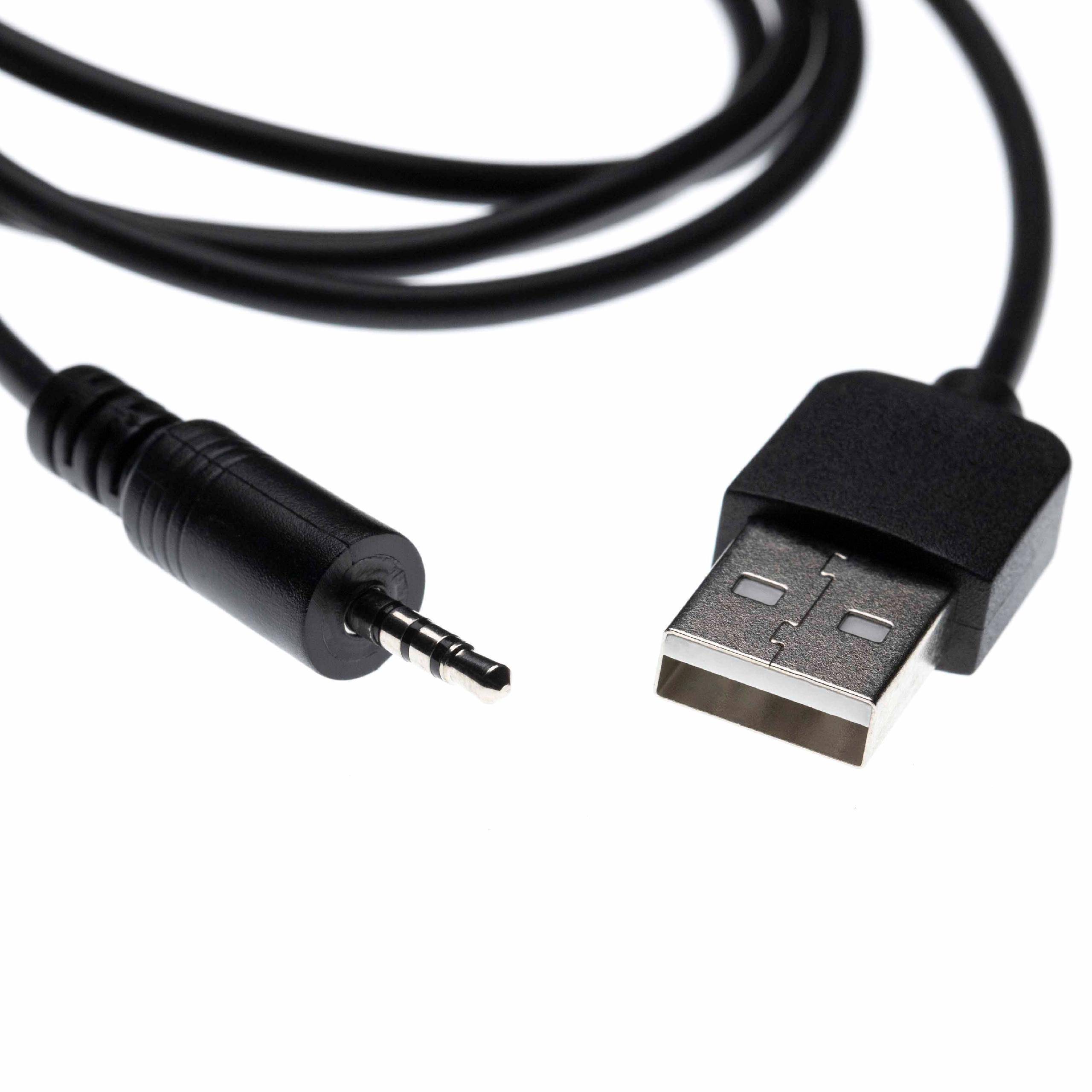 vhbw USB-Ladekabel kompatibel mit JBL Synchros E50BT, E50, E40BT, E40, J56, J56BT Kopfhörer - Kabel USB auf 2,5 mm Klinkenstecker, 100 cm Schwarz