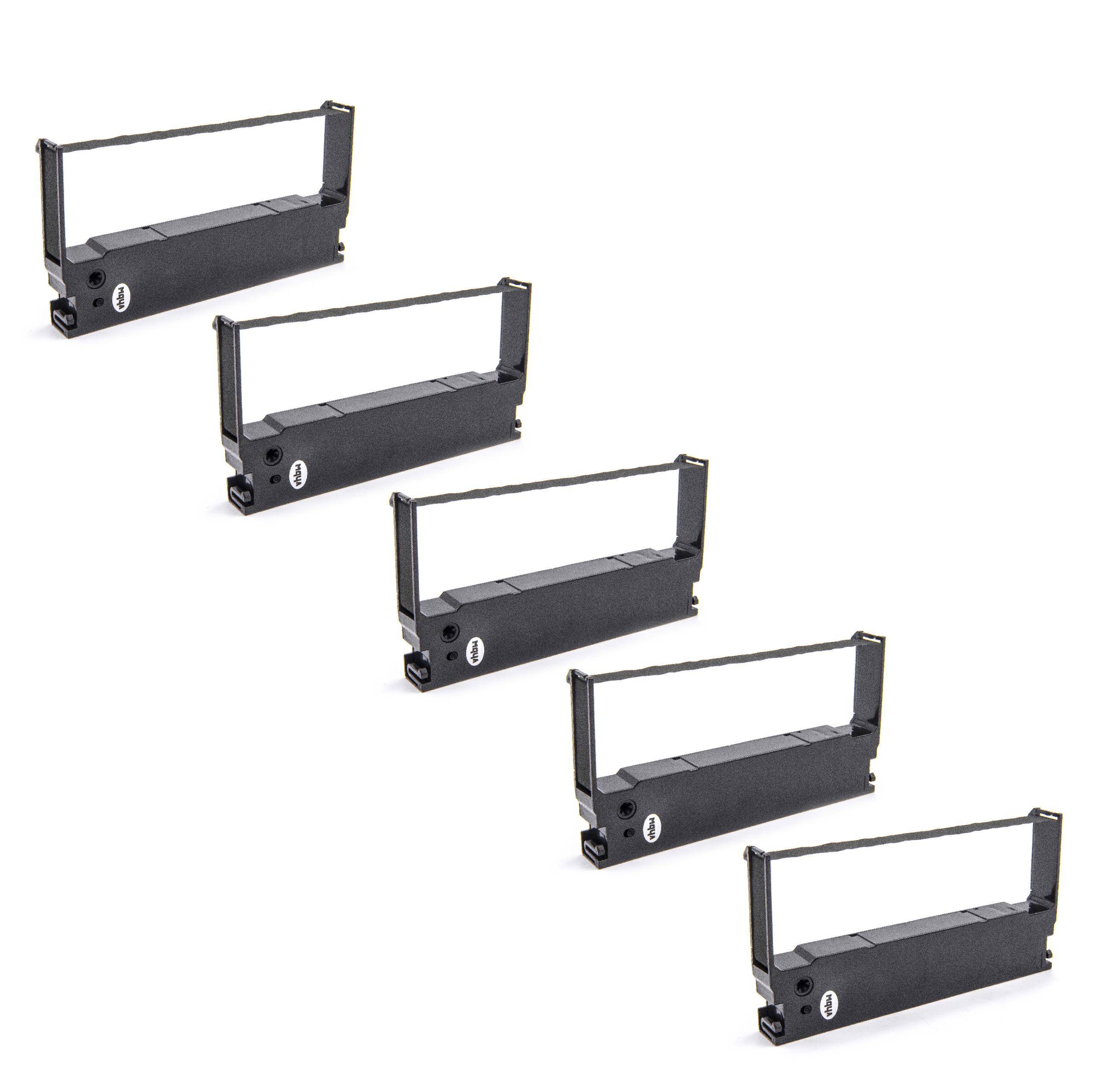 vhbw 5x Farbband Schriftband kompatibel mit Uniwell UX 60, UX 70 Nadeldrucker, Bondrucker - Schwarz