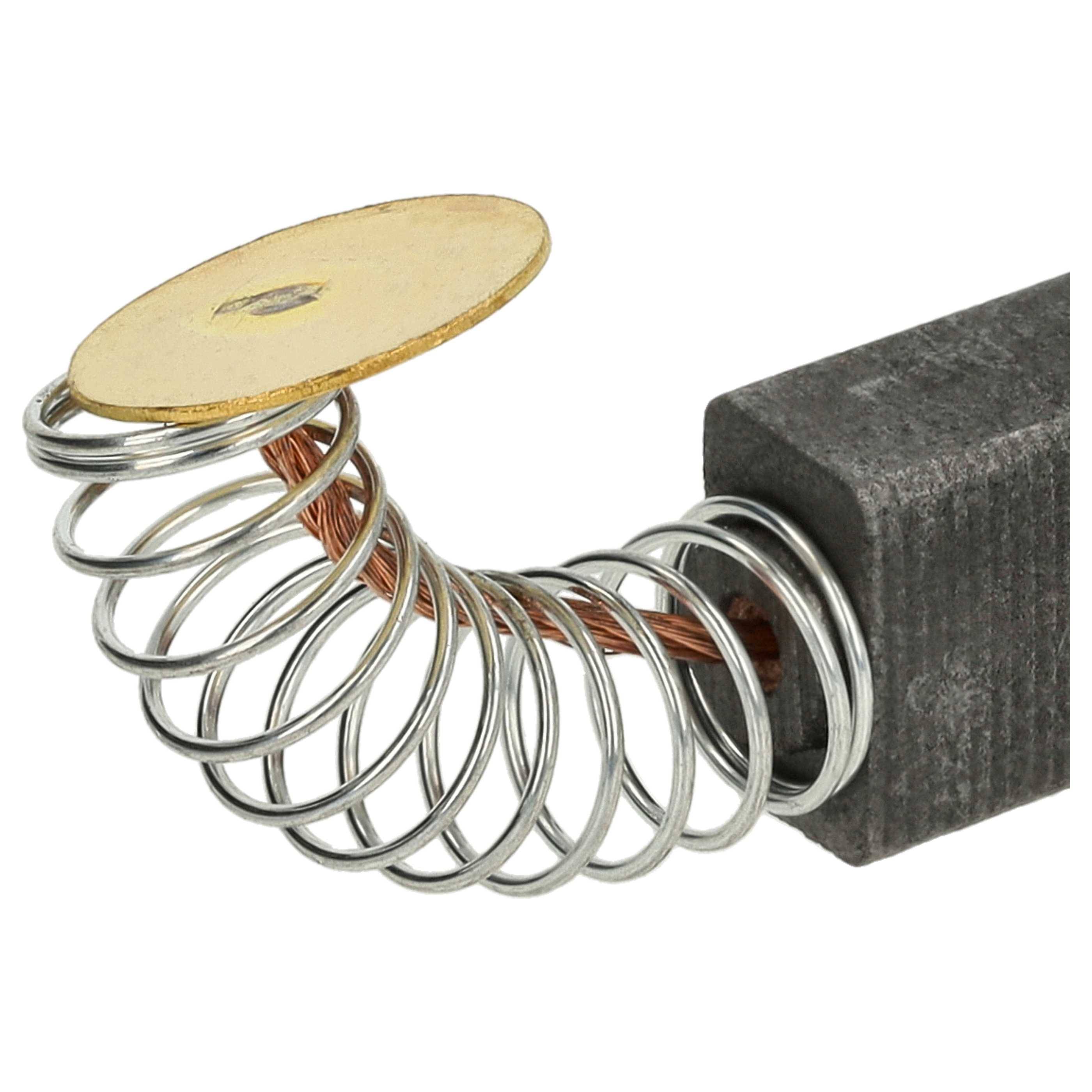 Eine Metallfeder ist an einem schwarzen Block befestigt, mit einem um ihre Mitte gewickelten Kupferdraht, der an der anderen Seite mit einer kleinen Goldscheibe verbunden ist.