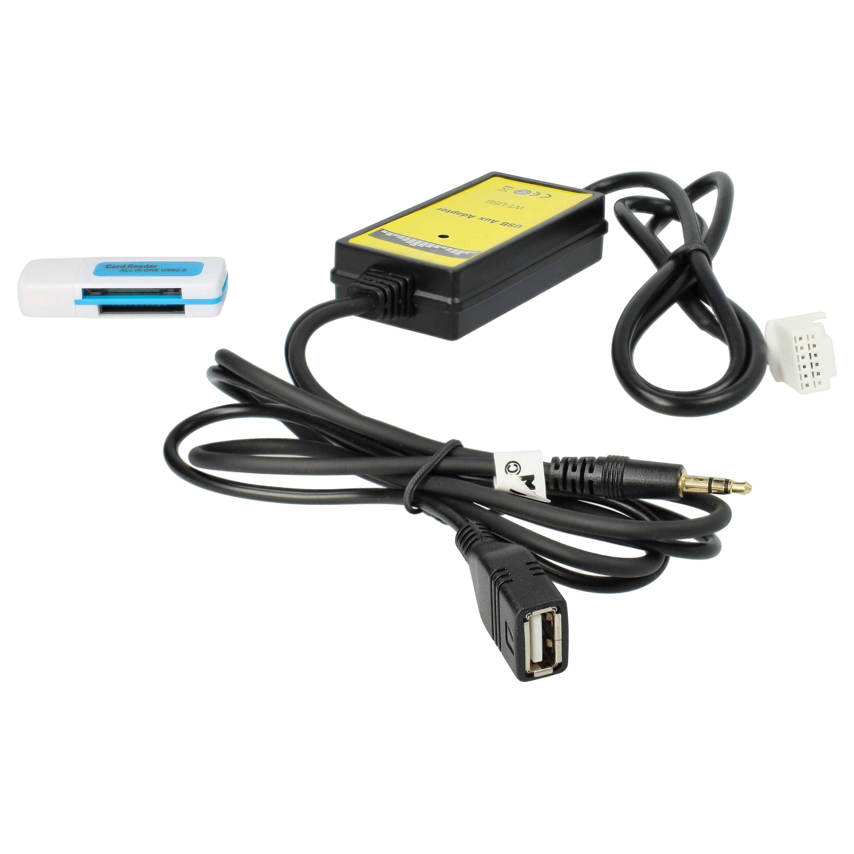 vhbw AUX USB Audio Adapter Kabel KFZ Radio (145 cm) kompatibel mit Toyota Solara 2004-2010, Sienna 2004-2010 Auto, Autoradio - USB