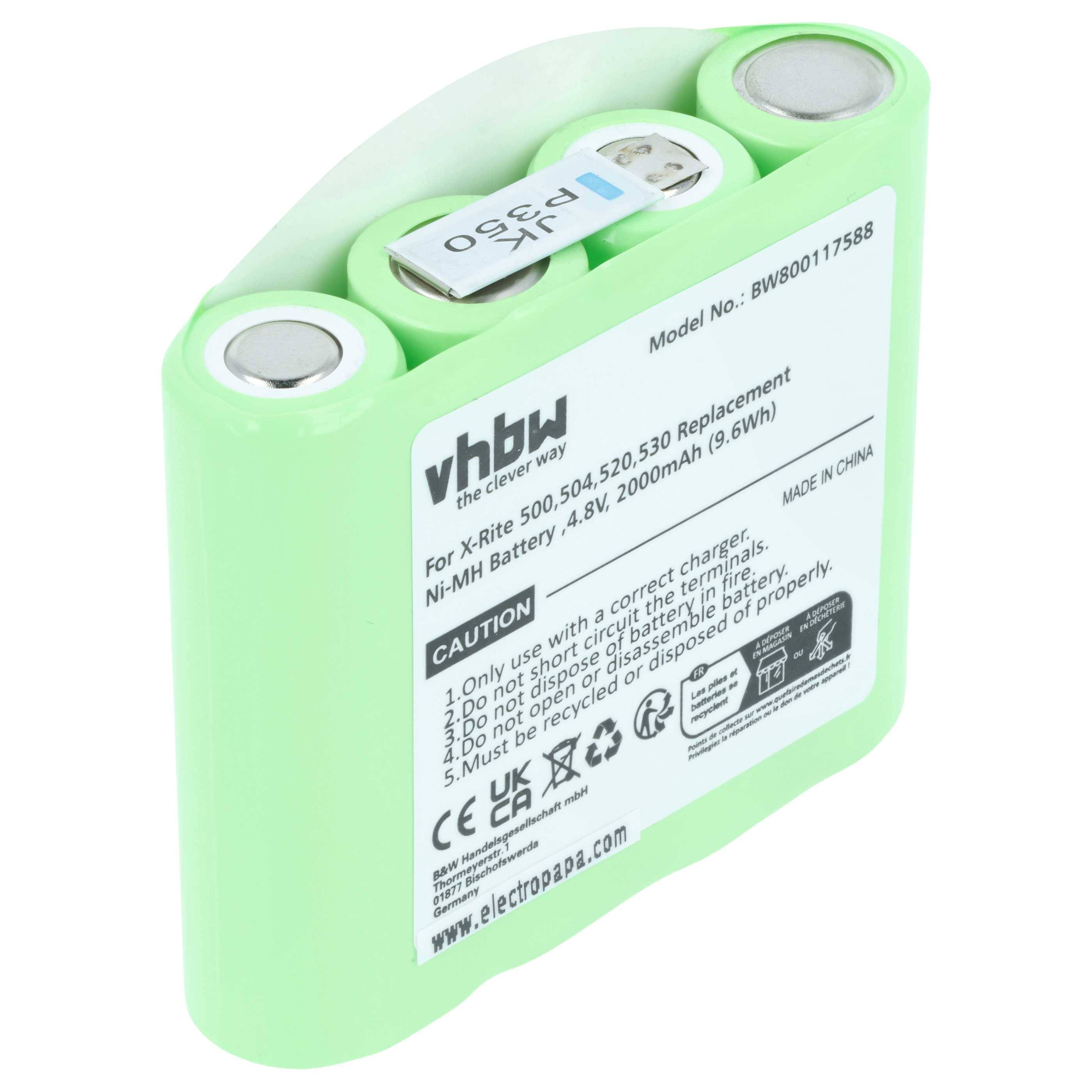 Grünes wiederaufladbares Ni-MH-Batteriepack mit drei Zellen und weißem Etikett als Ersatz für Xrite 500, 504, 520, 530.
