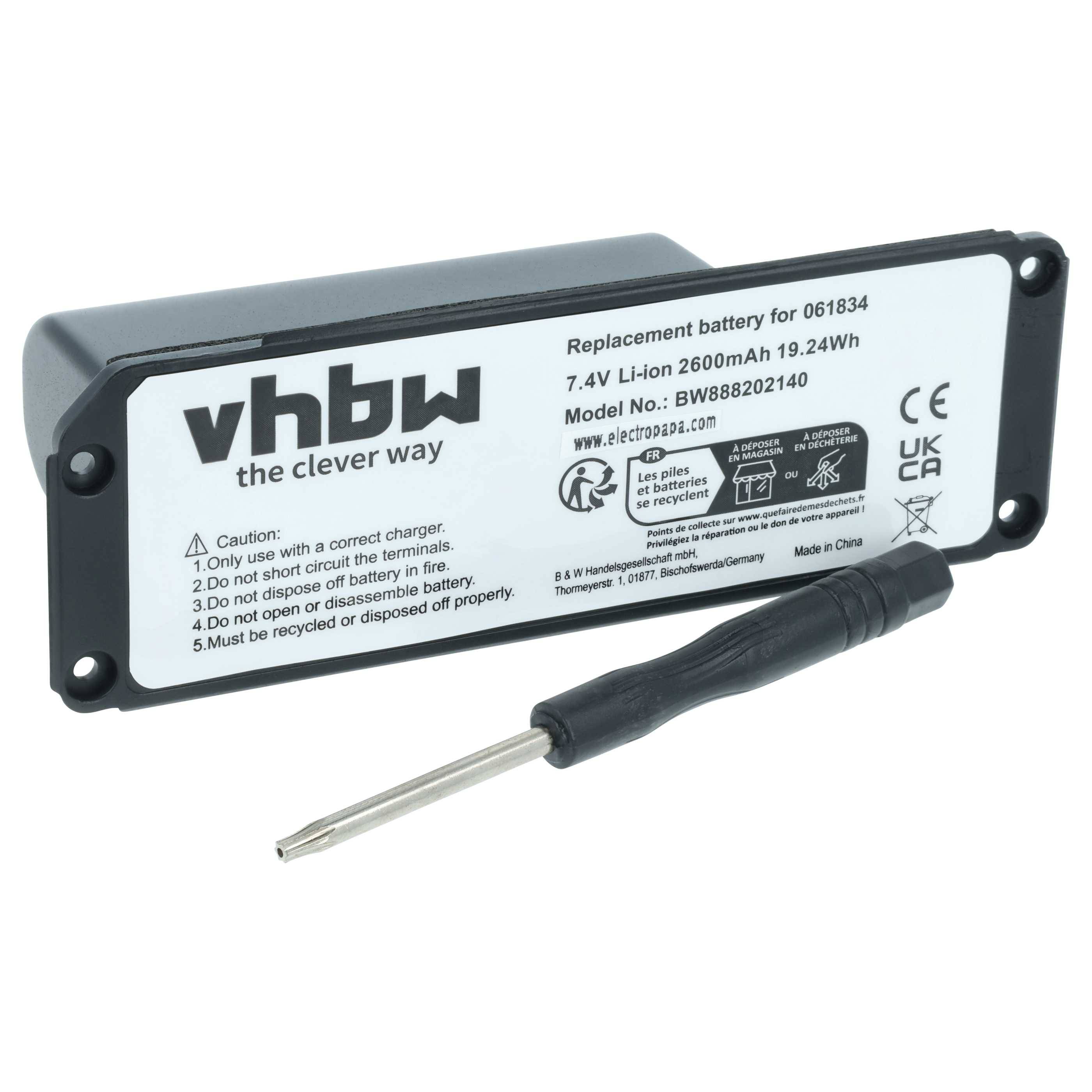 vhbw Akku kompatibel mit Bose SoundLink 413295, Mini one, Mini Lautsprecher Boxen Speaker (2600 mAh, 7,4 V, Li-Ion)