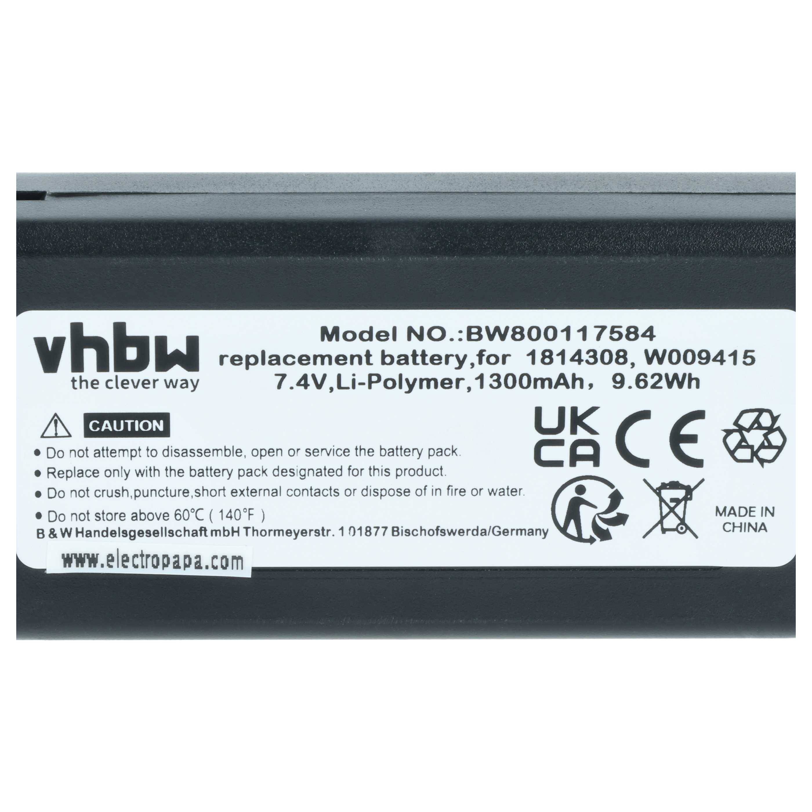 vhbw Akku kompatibel mit Dymo LabelManager LM-500TS, 500TS Drucker Kopierer Scanner Etiketten-Drucker (1300 mAh, 7,4 V, Li-Polymer)