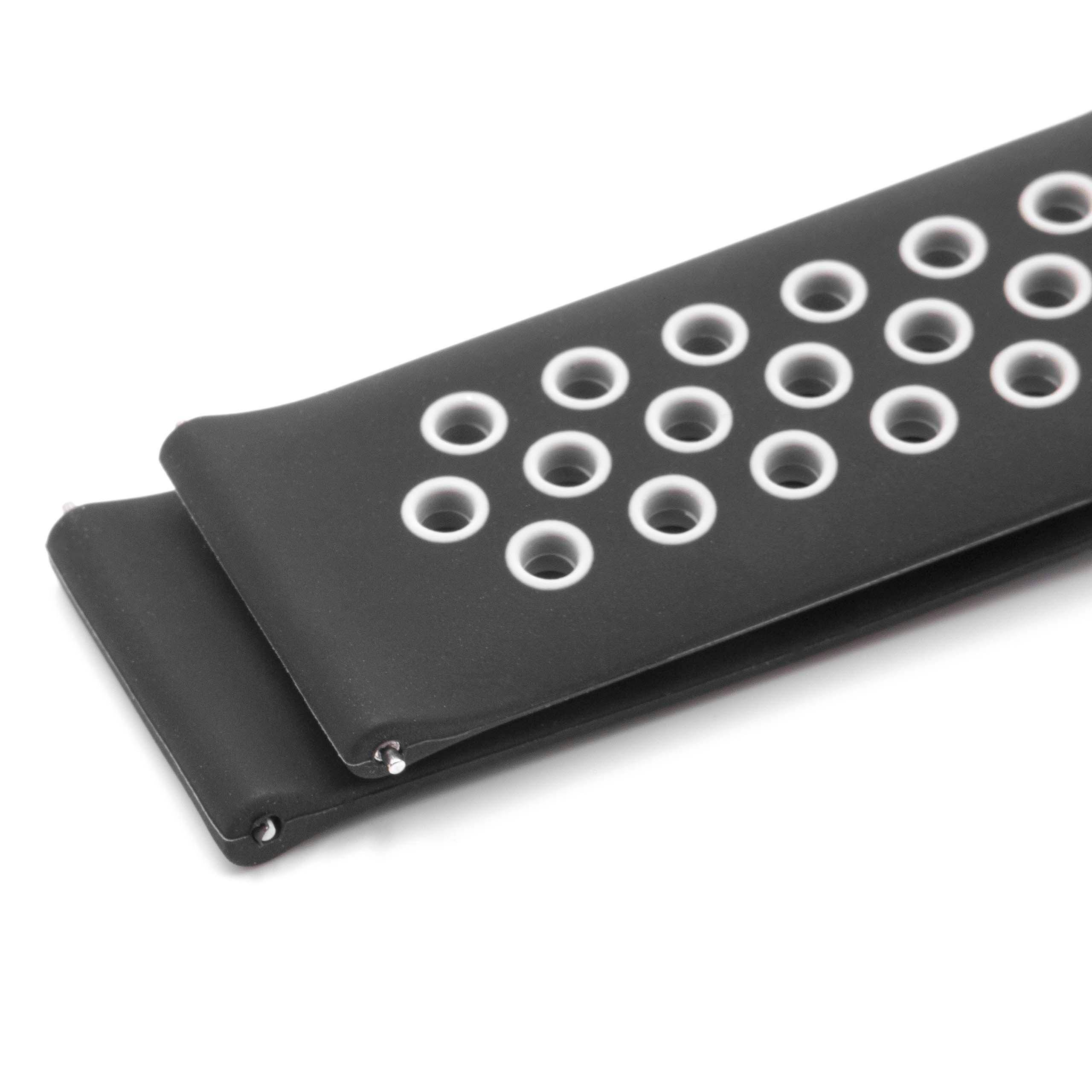 vhbw Ersatz Armband kompatibel mit Tomoon T-Ripple, T-Ripple Plus Fitnessuhr, Smartwatch - 13,3cm + 9,7 cm Silikon schwarz / weiß