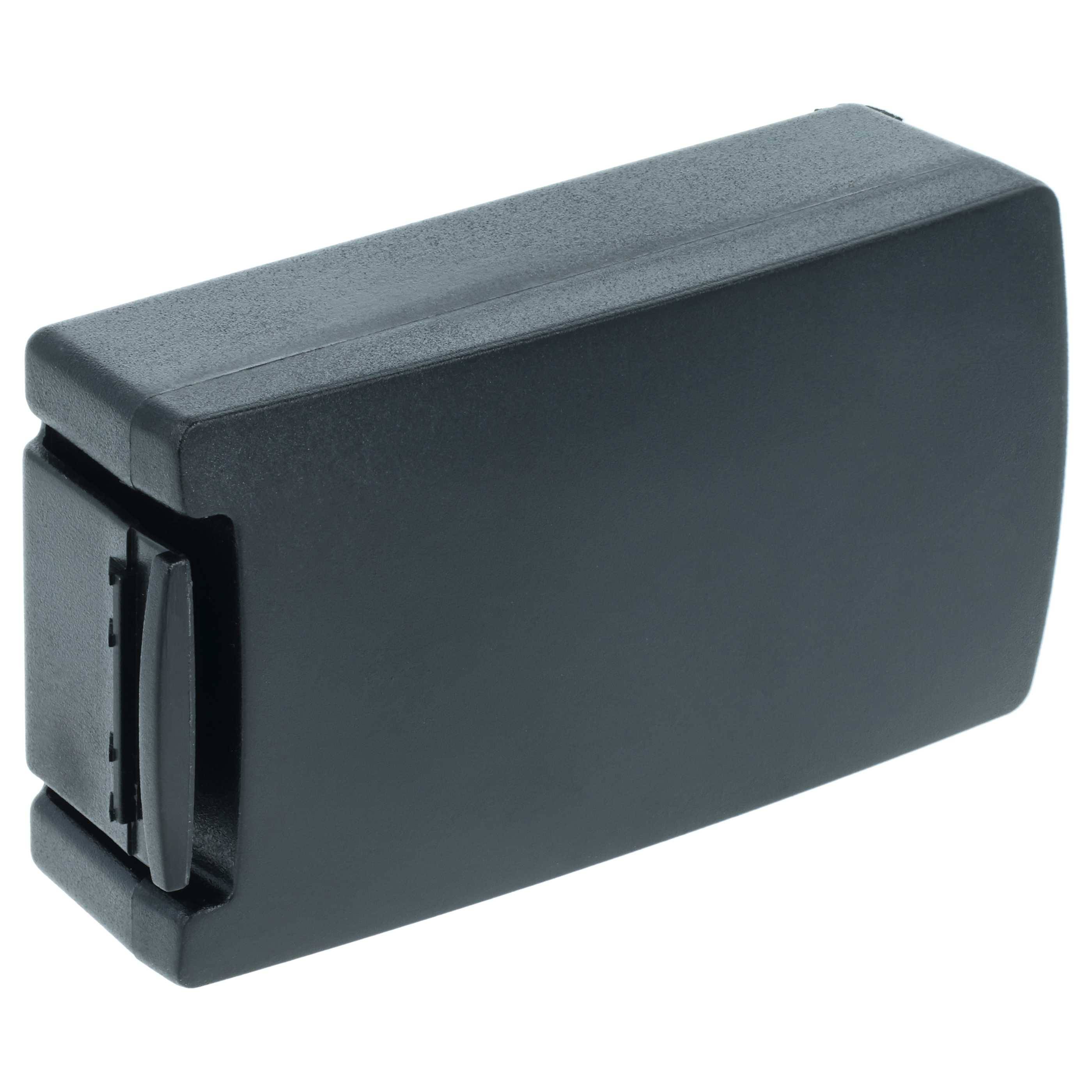 Ein schwarzes, rechteckiges Kunststoffgehäuse mit einem Knopfverschluss an einer Seite, wahrscheinlich zum Aufbewahren von elektronischen Bauteilen oder Schaltkreisen.